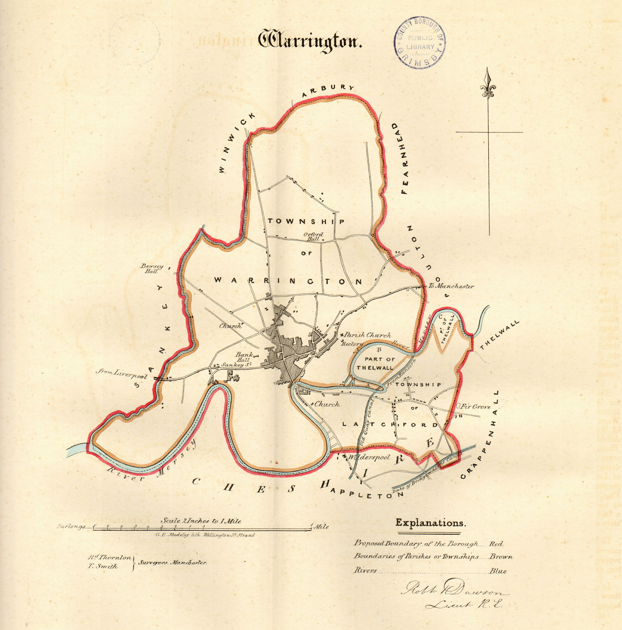 WARRINGTON town/borough plan. REFORM ACT. Latchford. Lancashire. DAWSON 1832 map