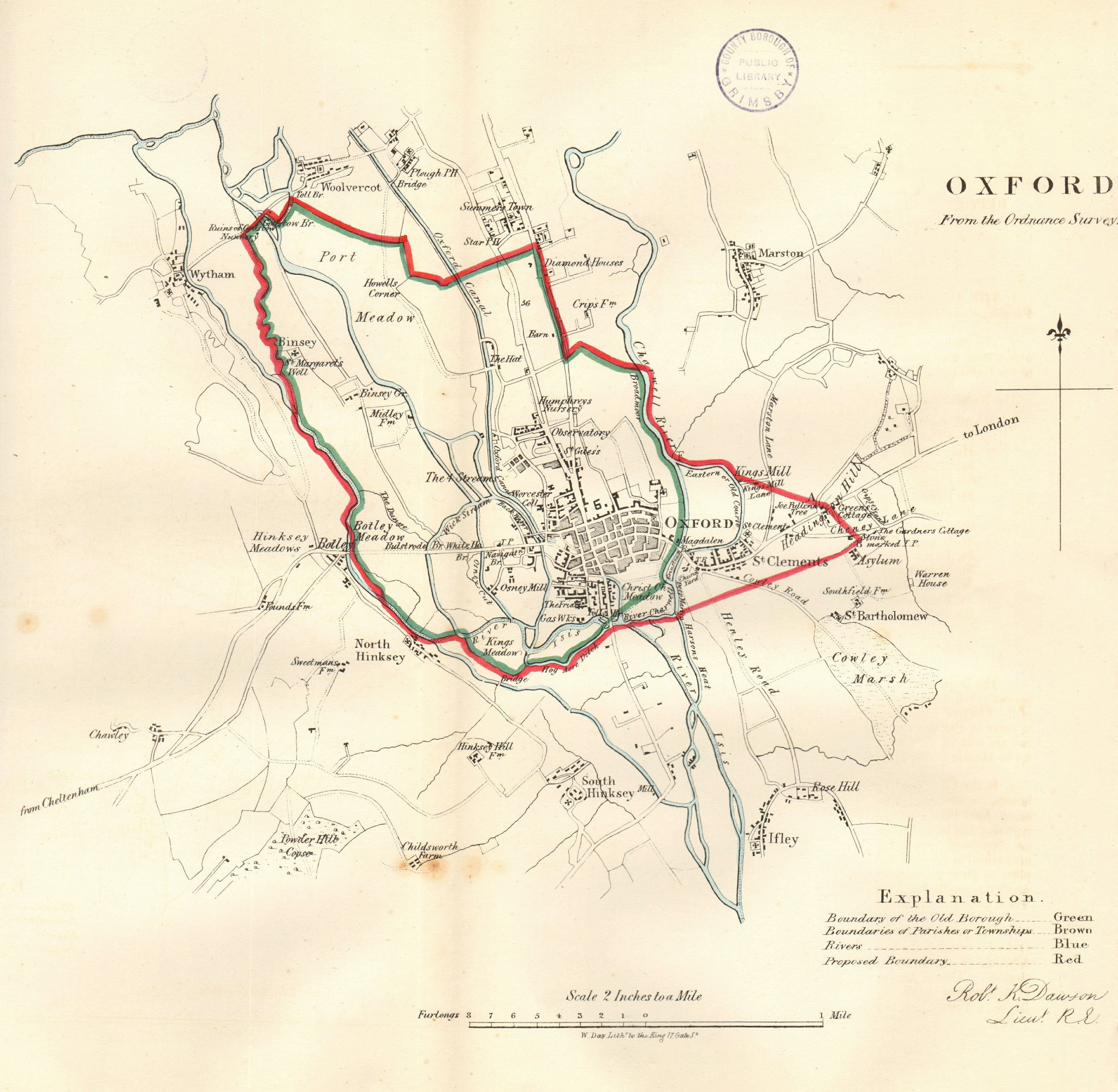 OXFORD borough/town/city plan. REFORM ACT. Oxfordshire. DAWSON 1832 old map