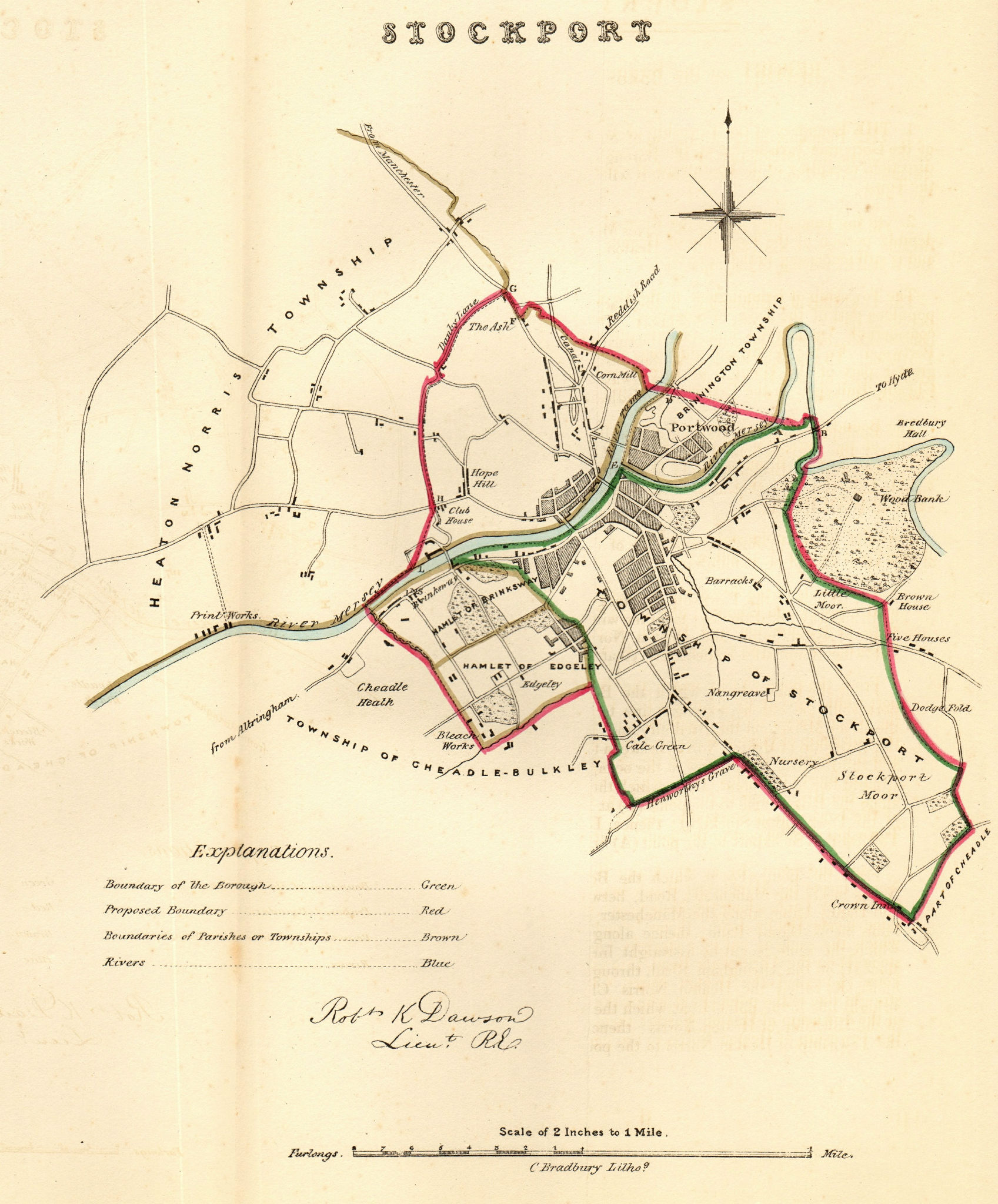STOCKPORT borough/town plan. REFORM ACT. Cheshire. DAWSON 1832 old antique map