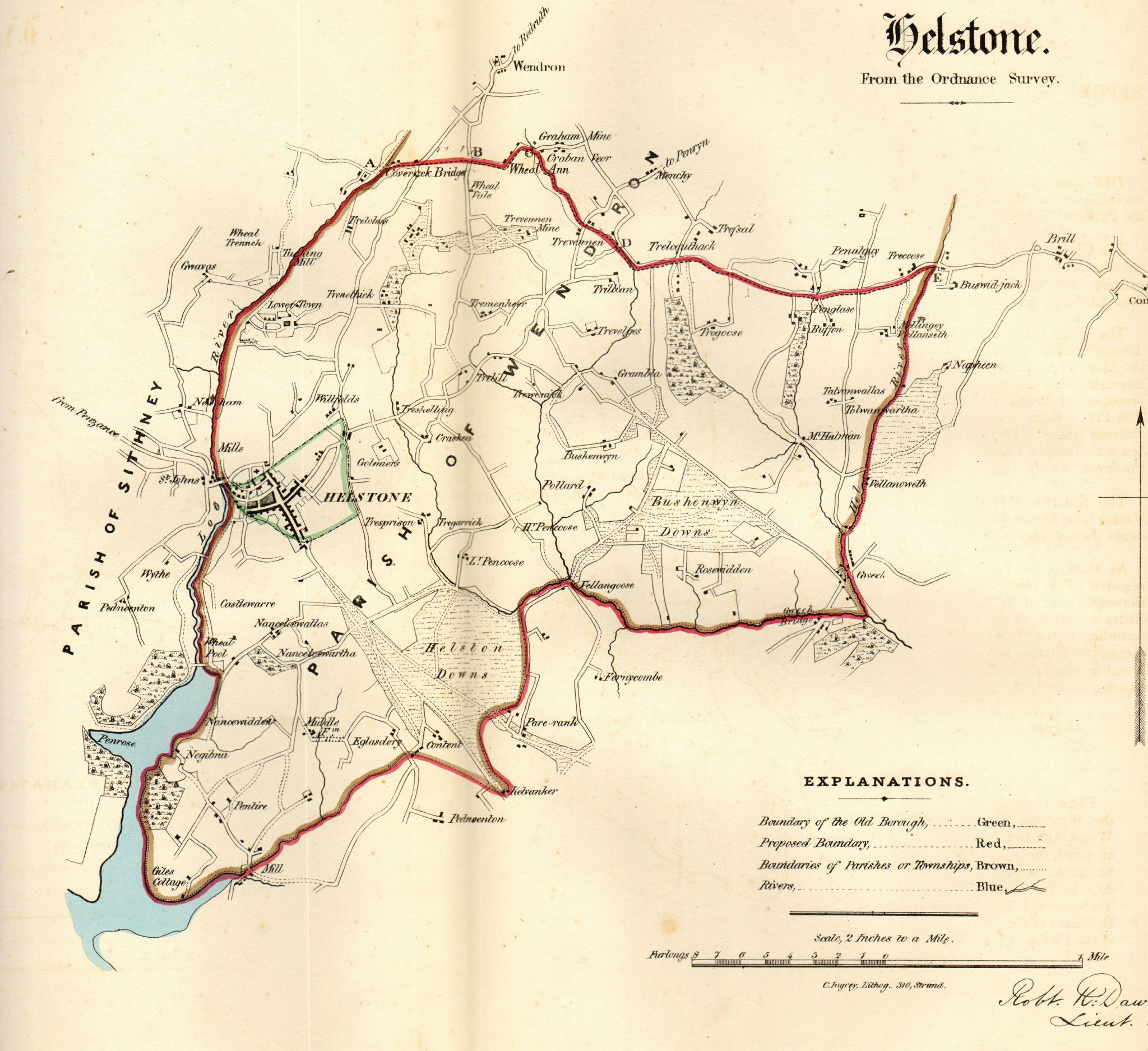 HELSTON borough/town plan. REFORM ACT. Cornwall. DAWSON 1832 old antique map