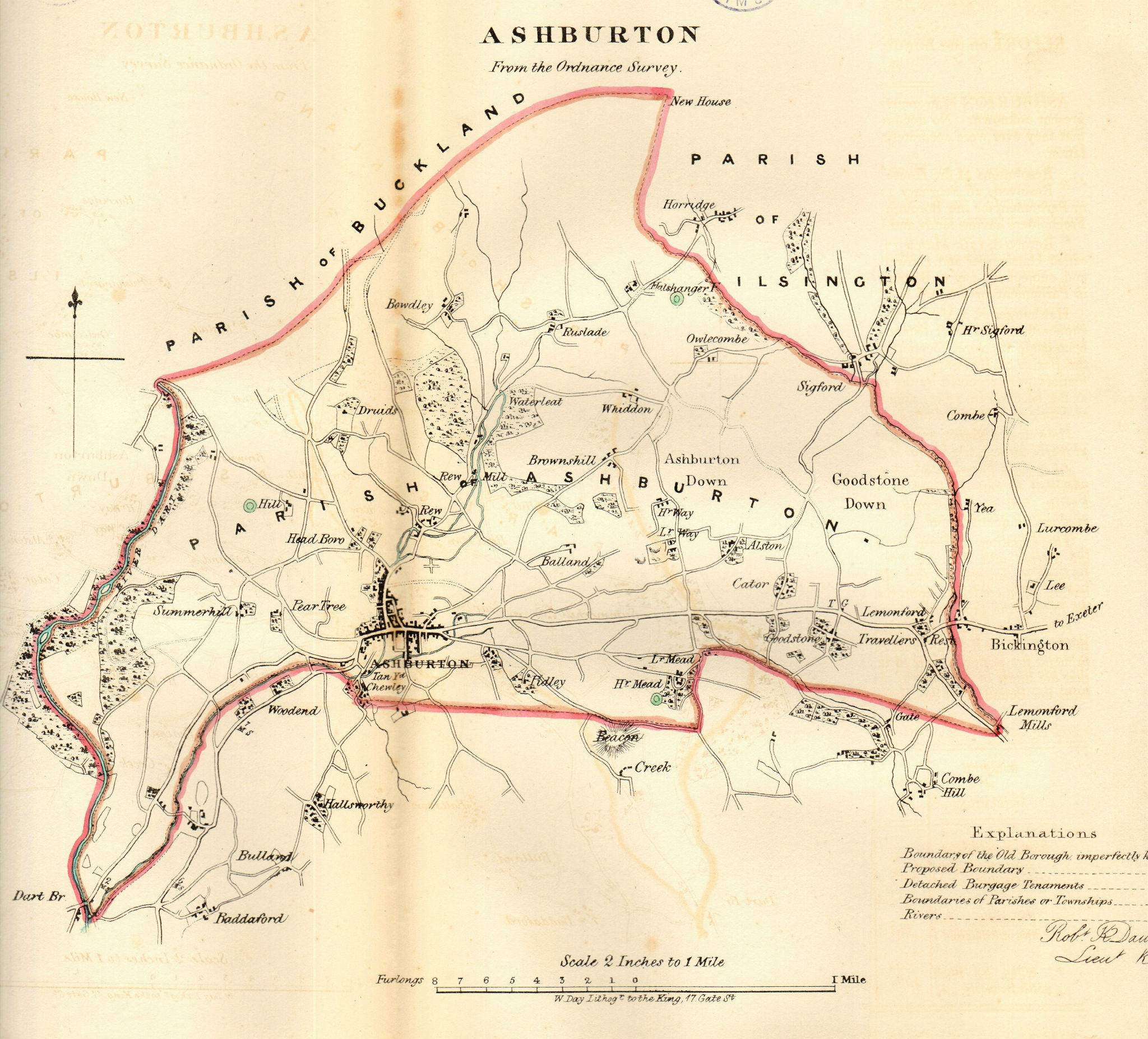 ASHBURTON borough/town plan. REFORM ACT. Devon. DAWSON 1832 old antique map