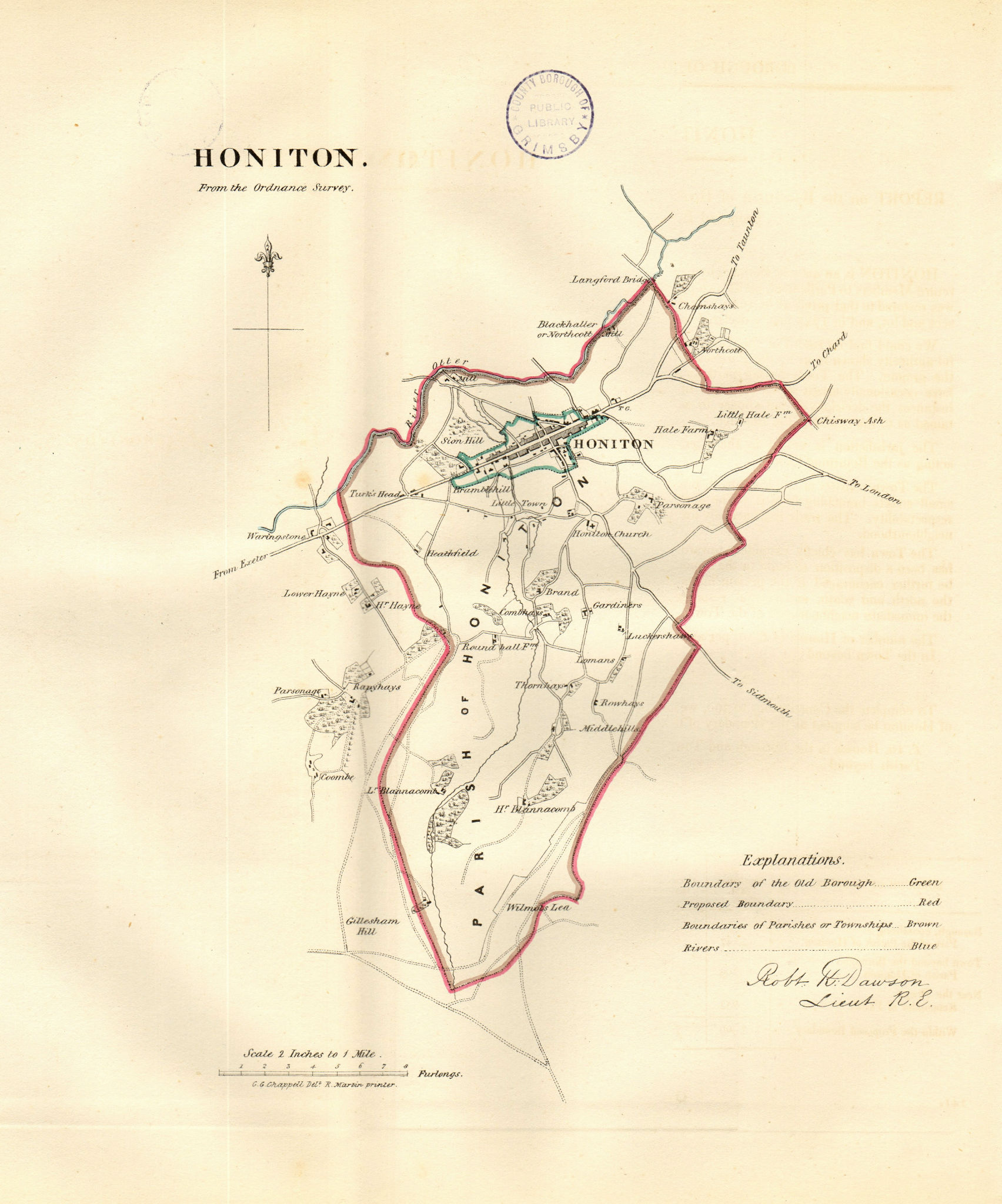 HONITON borough/town plan. REFORM ACT. Devon. DAWSON 1832 old antique map