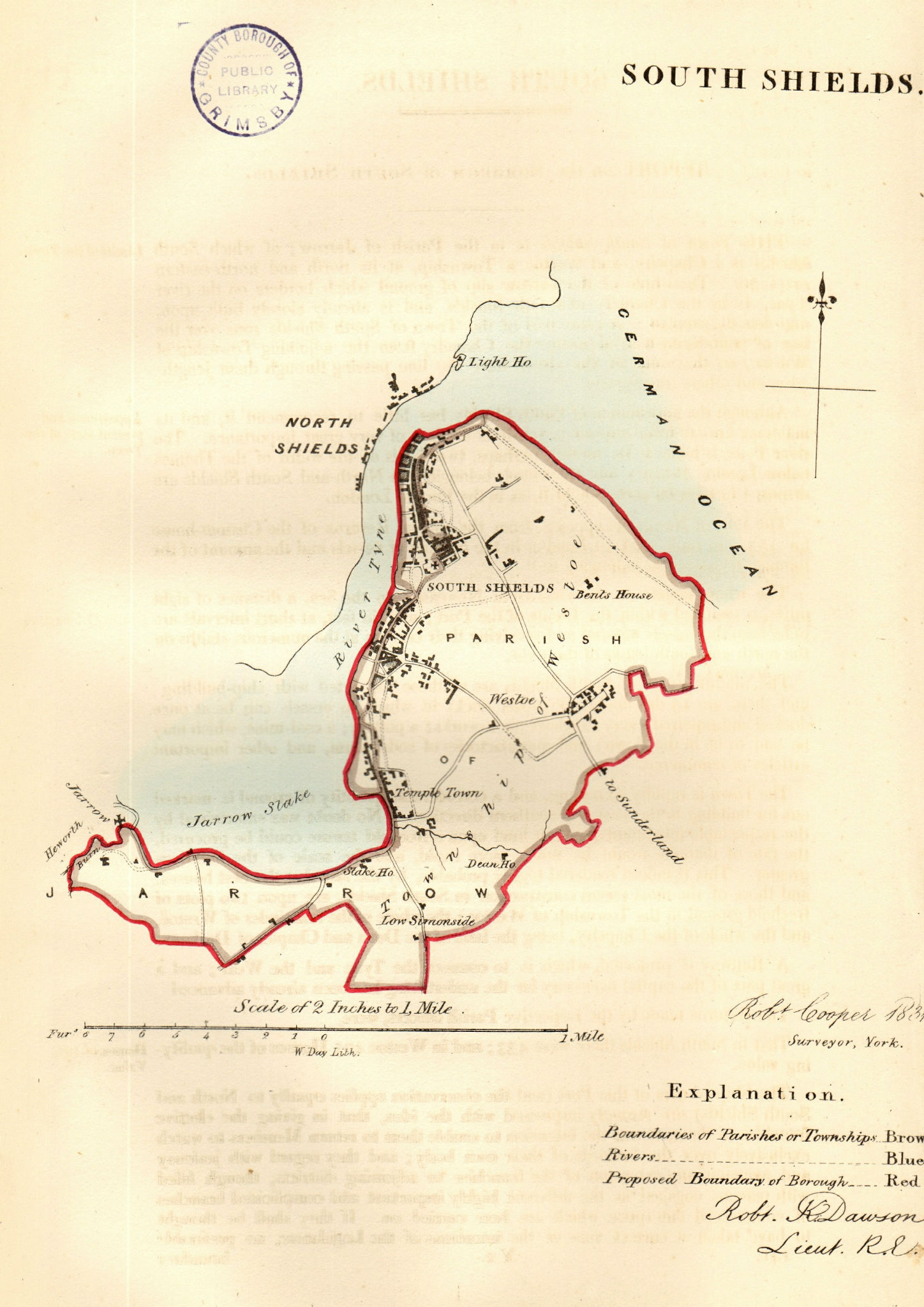 Associate Product SOUTH SHIELDS town/borough plan for the REFORM ACT. Durham. DAWSON 1832 map