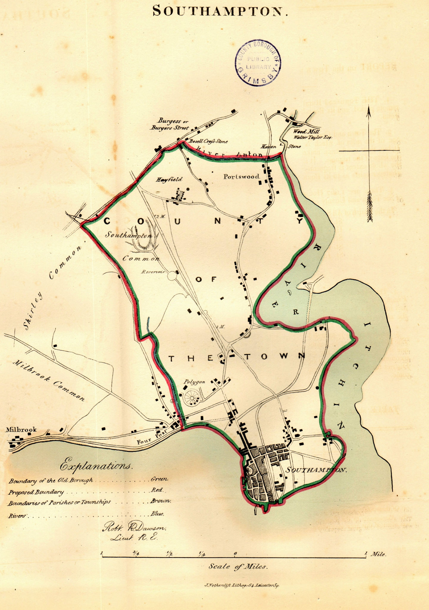 SOUTHAMPTON town/borough/city plan. REFORM ACT. Portswood. DAWSON 1832 old map