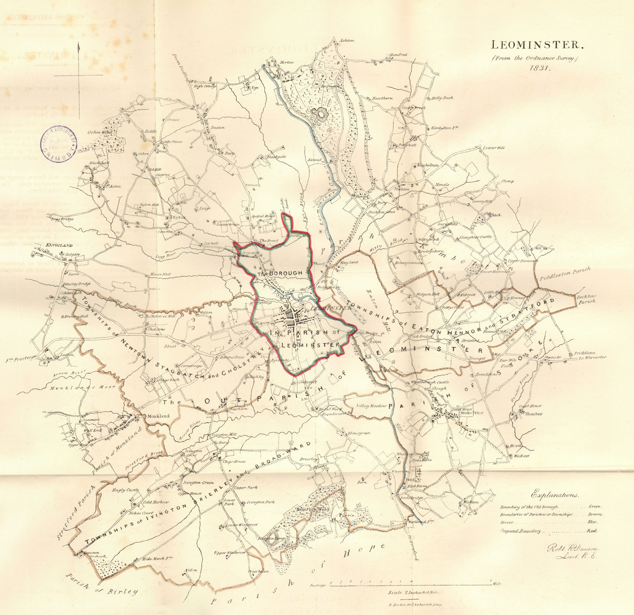 Associate Product LEOMINSTER town/borough plan. REFORM ACT. Herefordshire. DAWSON 1832 old map