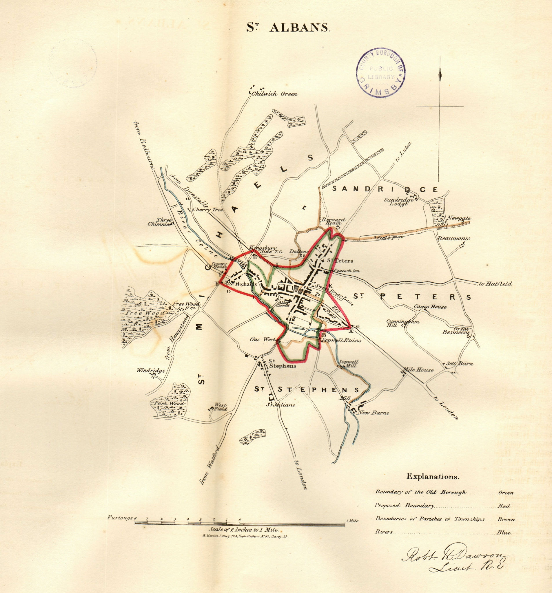 Associate Product ST ALBANS borough/town/city plan. REFORM ACT. Hertfordshire. DAWSON 1832 map