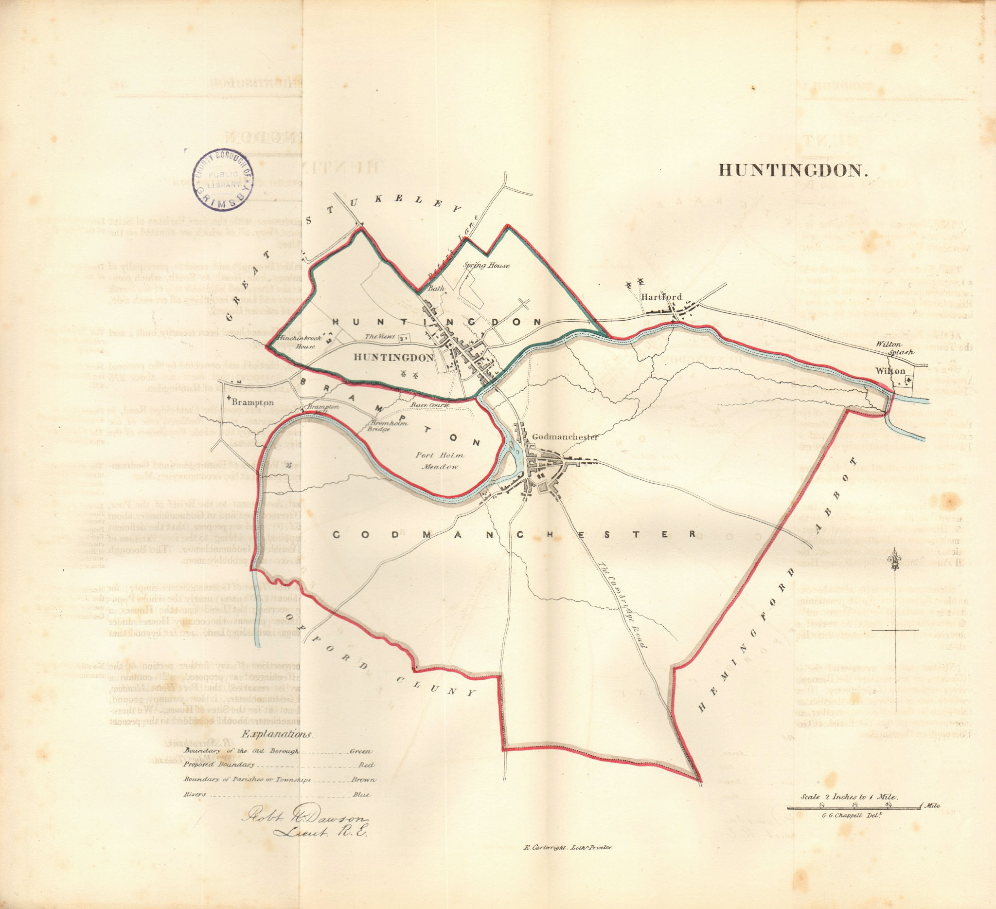 Associate Product HUNTINGDON borough/town plan. REFORM ACT. Huntingdonshire. DAWSON 1832 old map