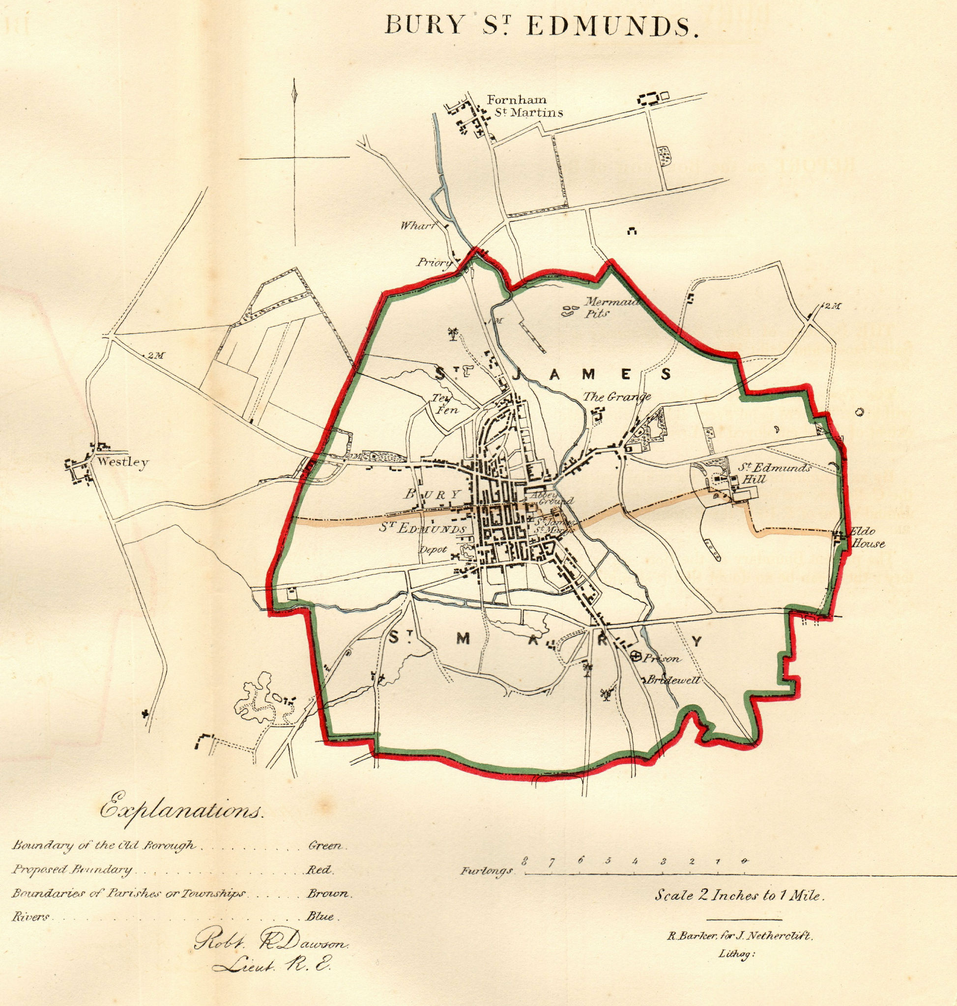 Associate Product BURY ST EDMUNDS borough/town plan. REFORM ACT. Suffolk. DAWSON 1832 old map