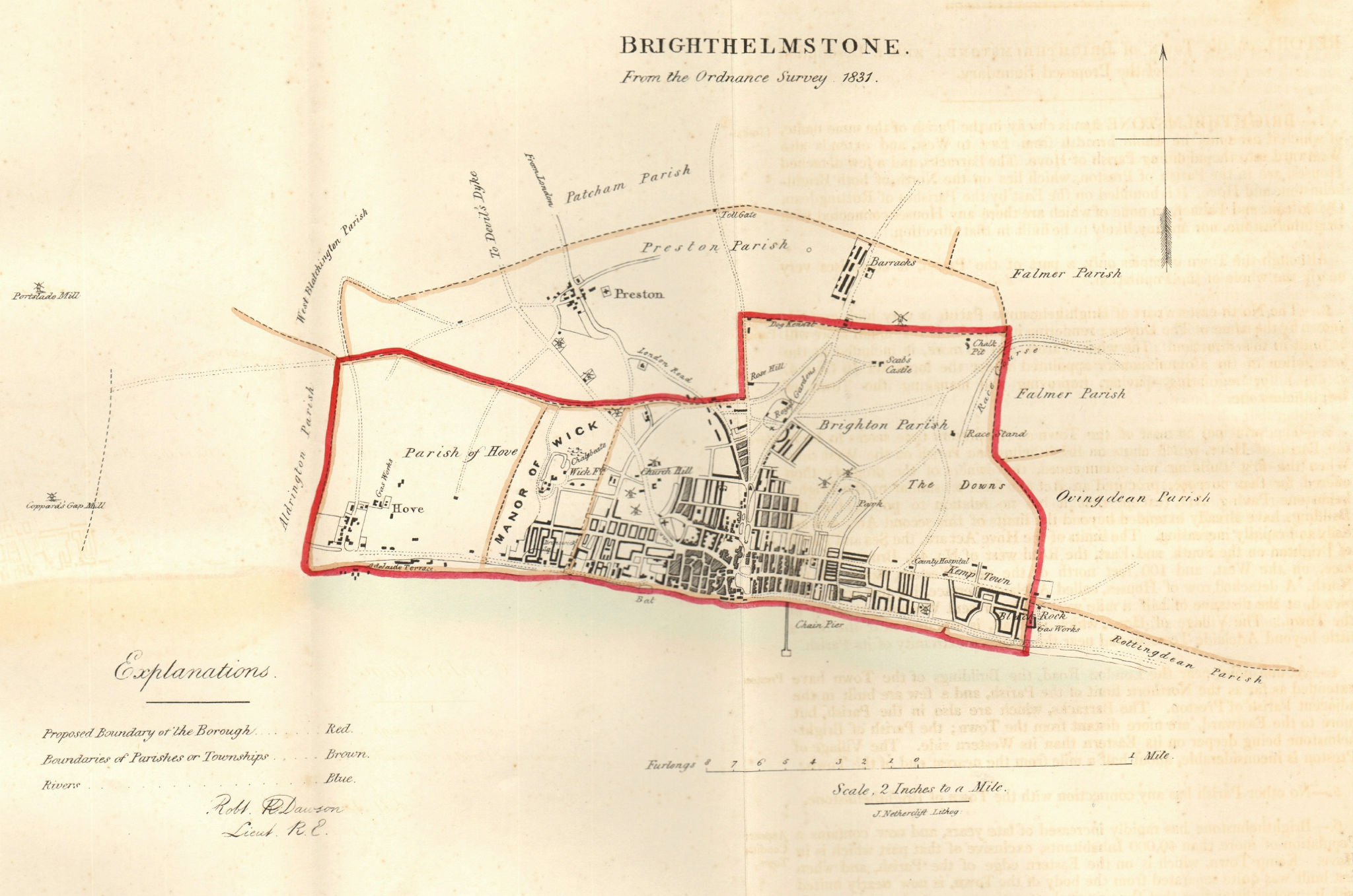 Associate Product BRIGHTON borough/town/city plan. REFORM ACT Hove Brighthelmstone DAWSON 1832 map