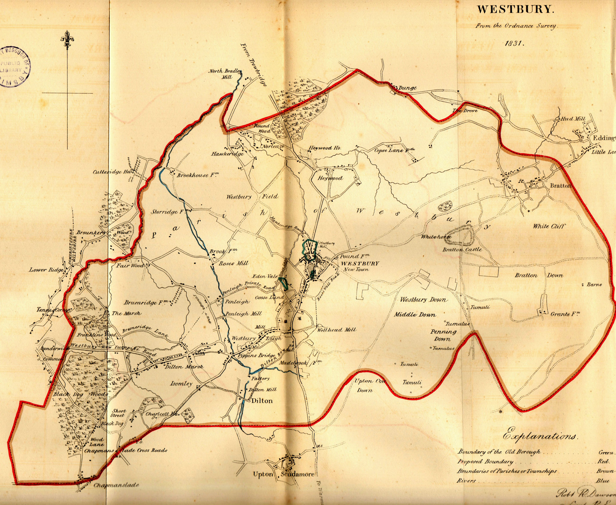 WESTBURY town/borough plan. REFORM ACT. Heywood. Wiltshire. DAWSON 1832 map