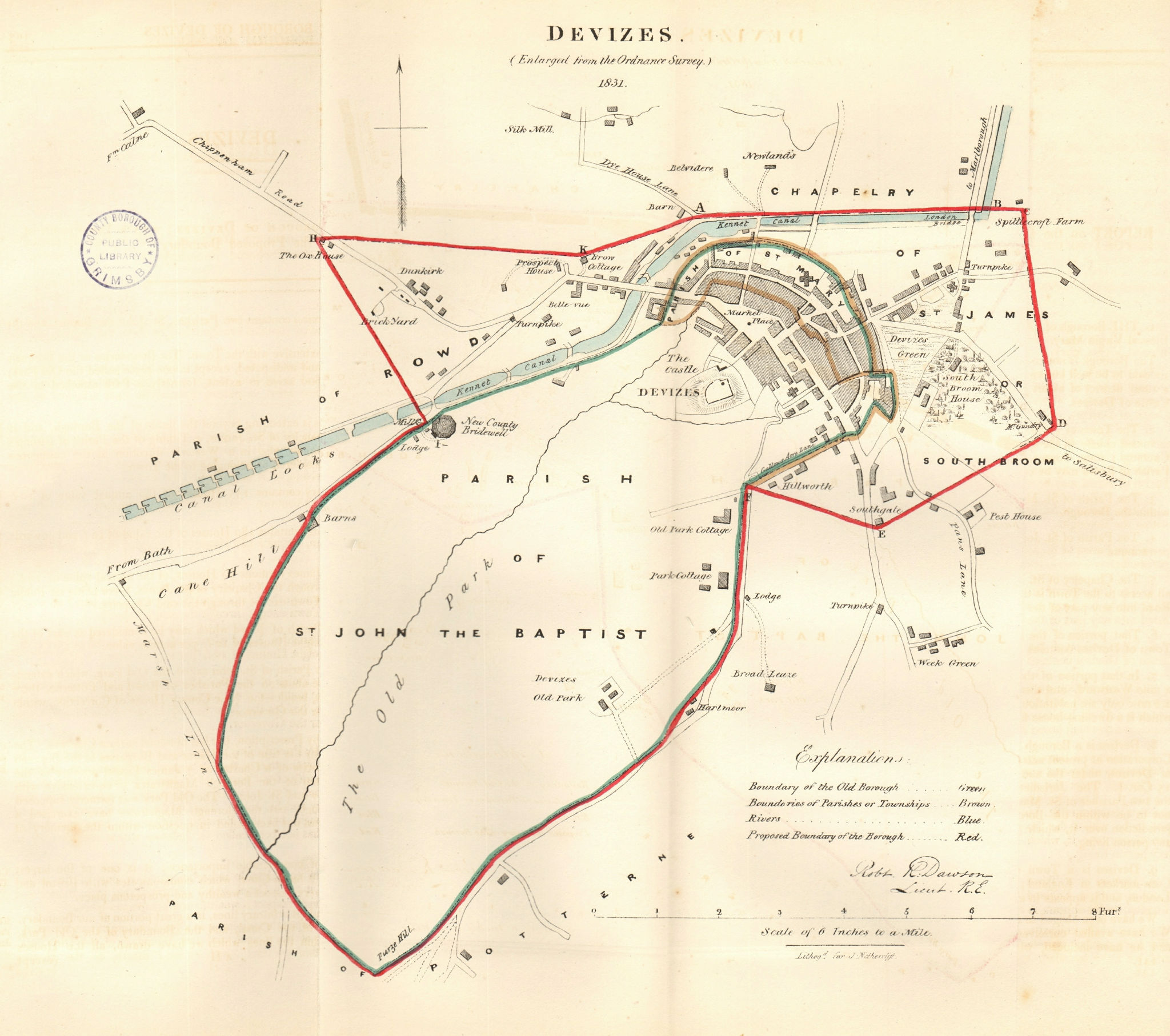 Associate Product DEVIZES town/borough plan REFORM ACT. Caen Hill Locks Wiltshire. DAWSON 1832 map