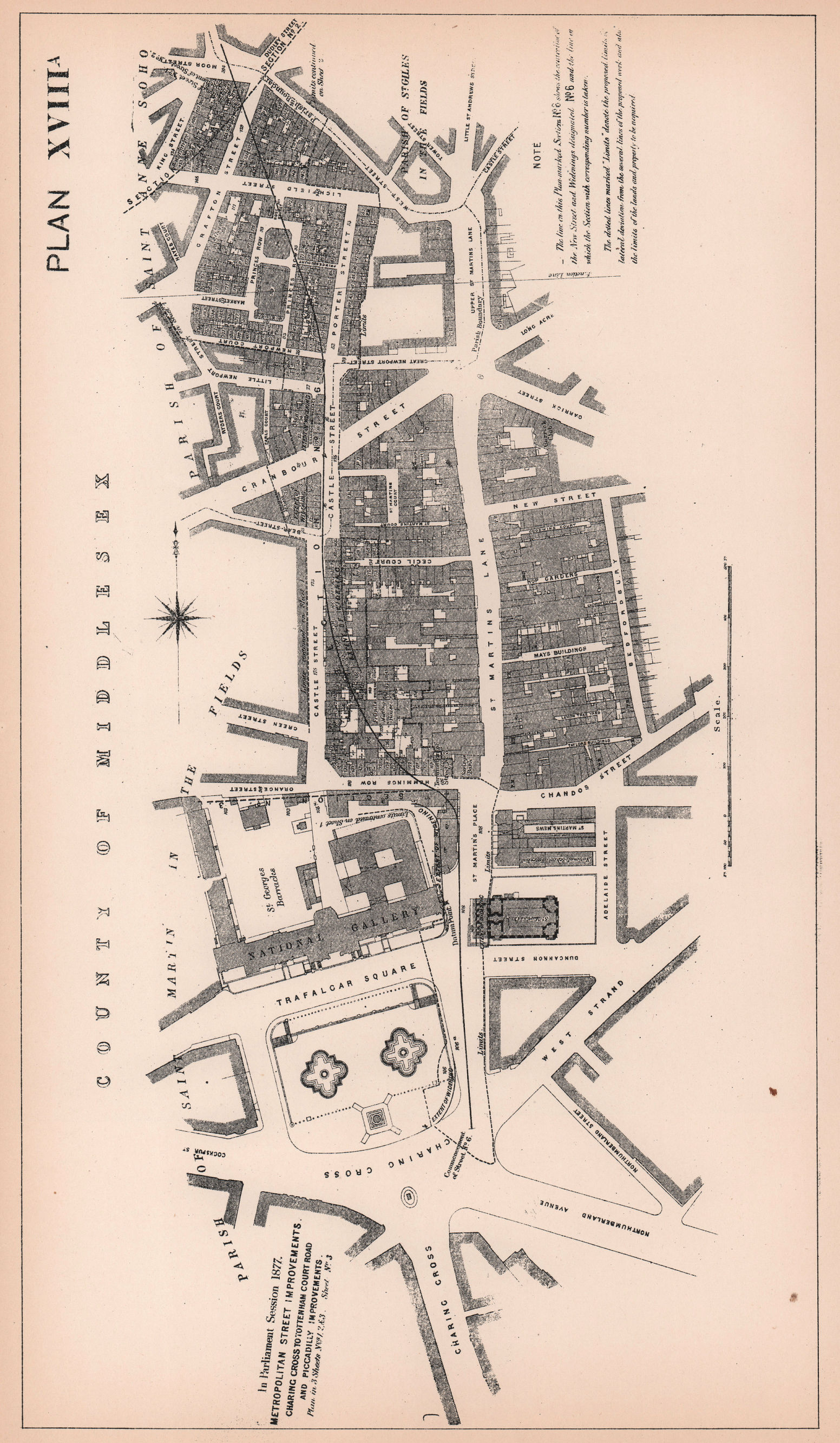 Associate Product 1877 Charing Cross Road development. Trafalgar Square-Shaftesbury Ave. 1898 map