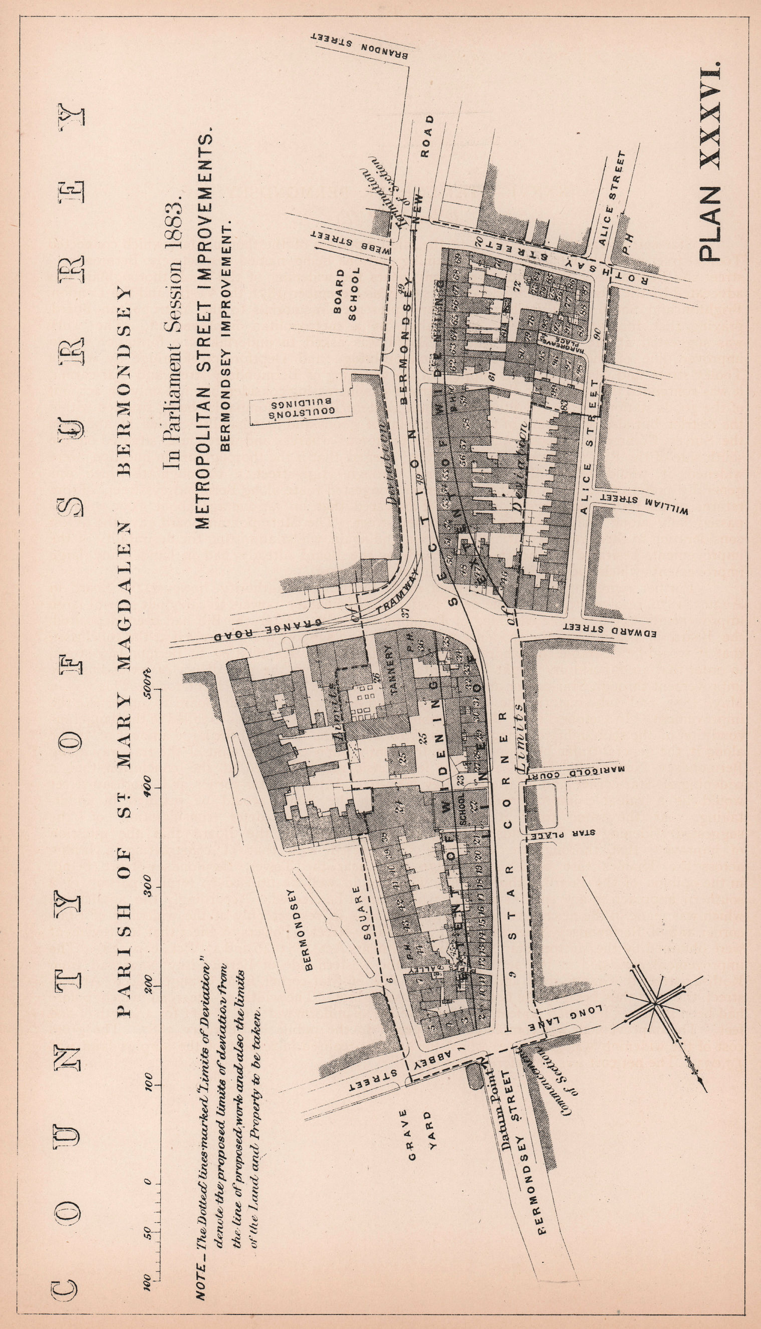 Associate Product 1883 Bermondsey Street. Tower Bridge Road widening. Abbey St-Rothsay St 1898 map