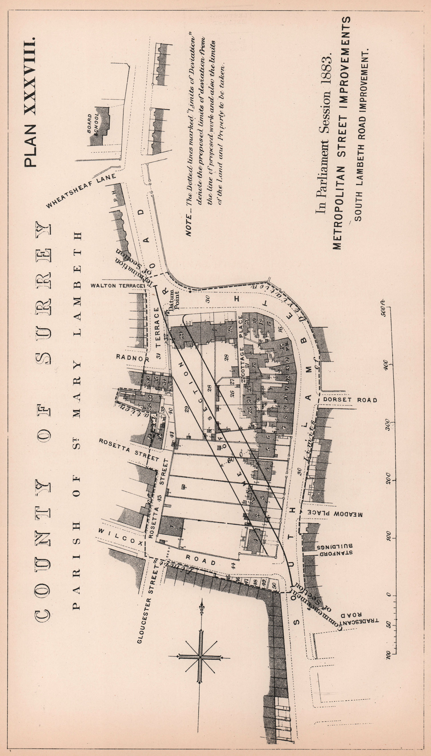 Associate Product 1883 South Lambeth Road rerouting. Old road. Vauxhall. Heyford Avenue 1898 map
