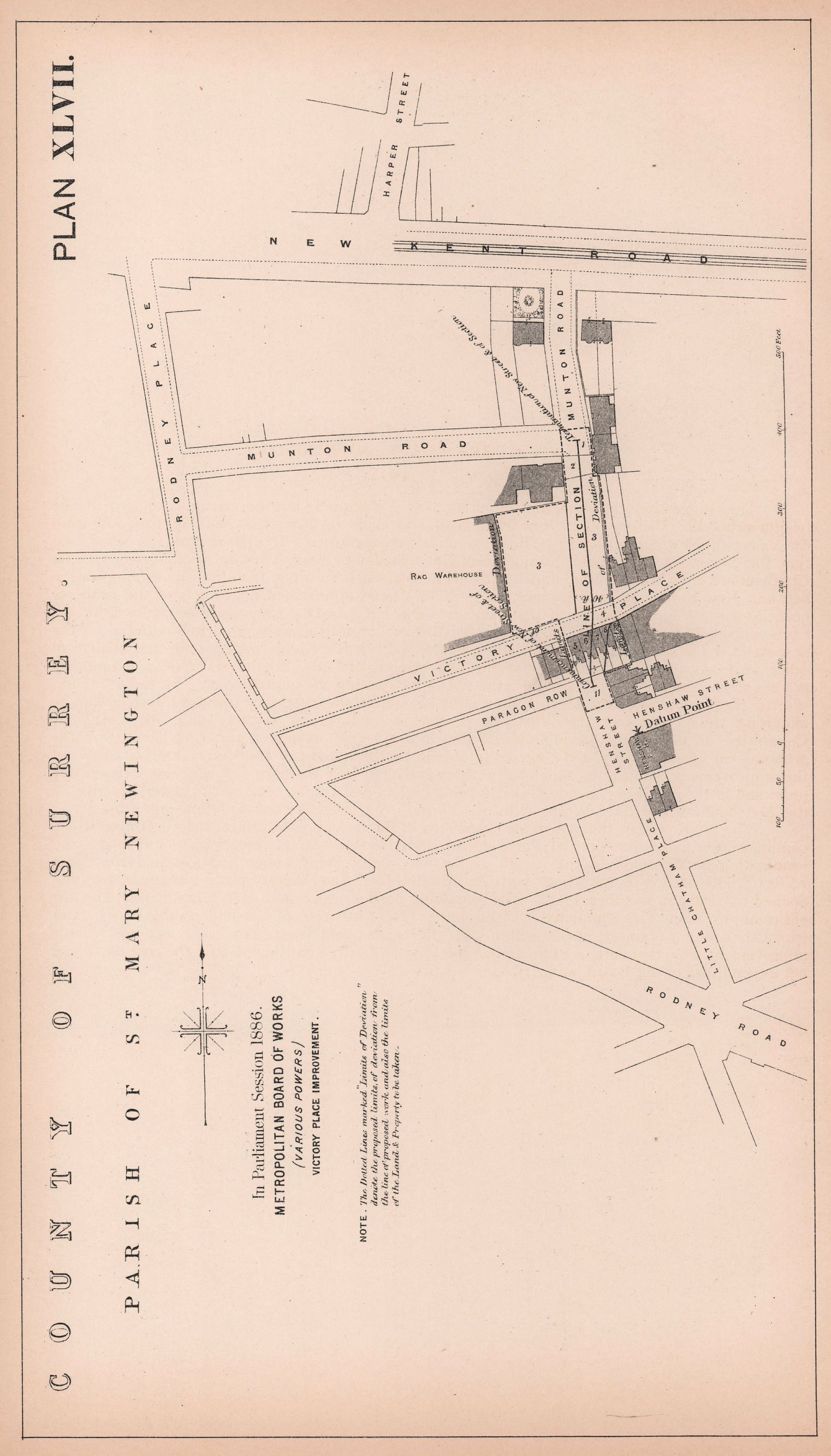 Associate Product 1886 Balfour Street extension. Victory Place, Elephant & Castle 1898 old map