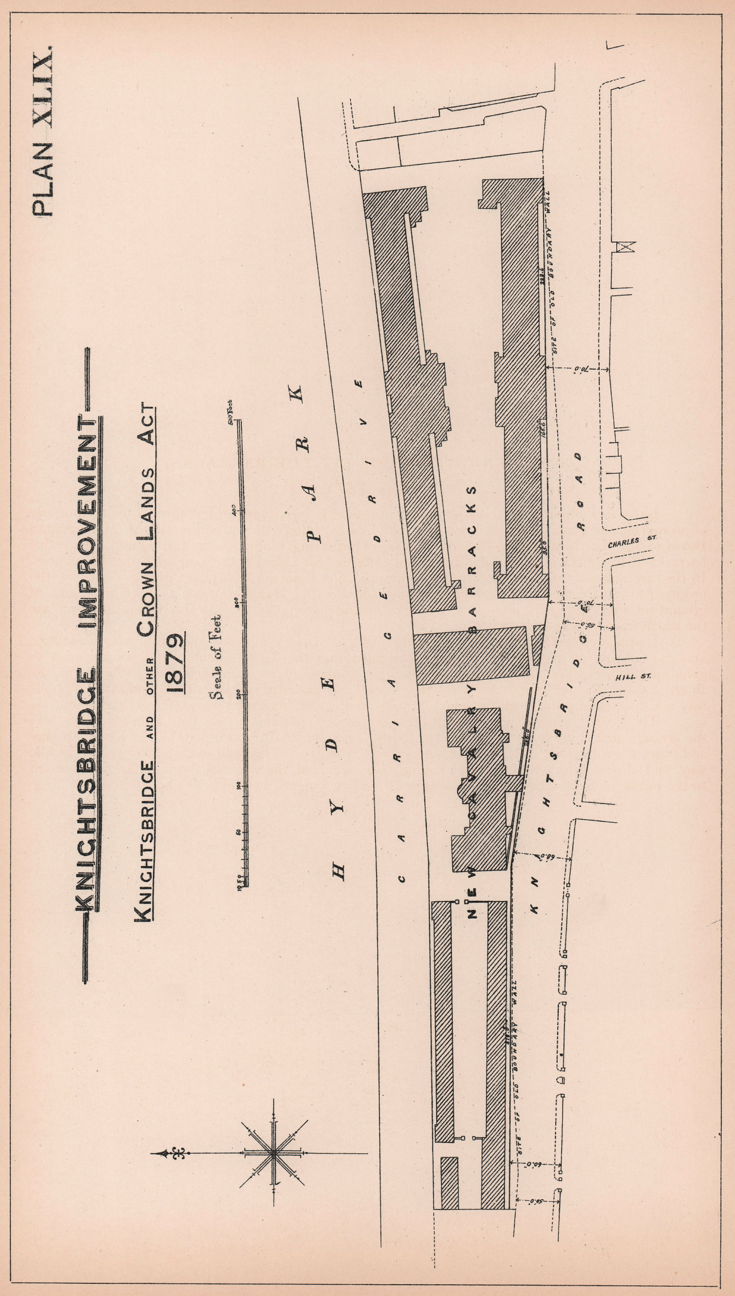Associate Product 1879 Knightsbridge. New Household Cavalry Barracks. Carriage Drive 1898 map