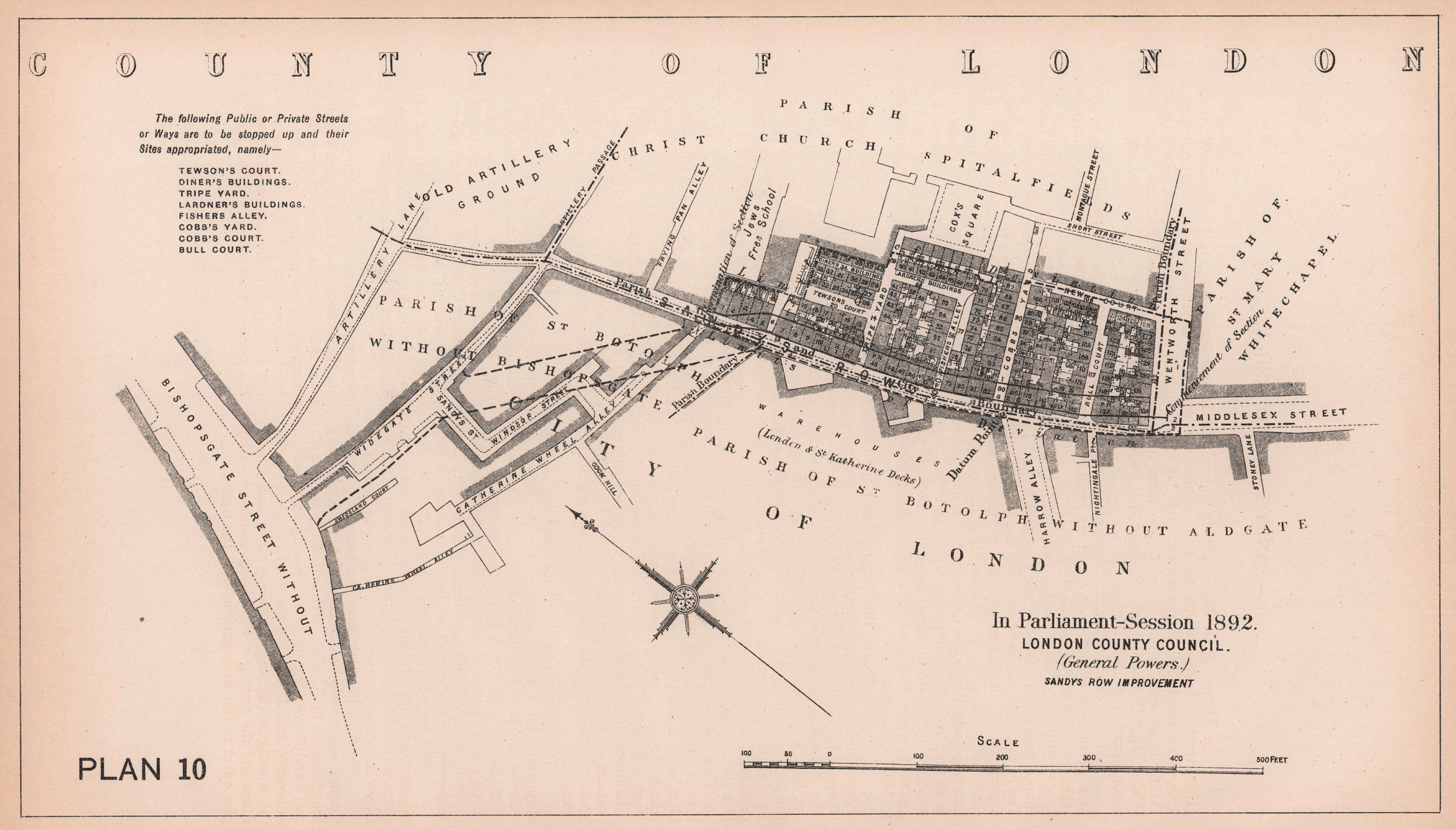 Associate Product 1892 Sandys Row development. Middlesex Street Spitalfields. Bishopsgate 1898 map