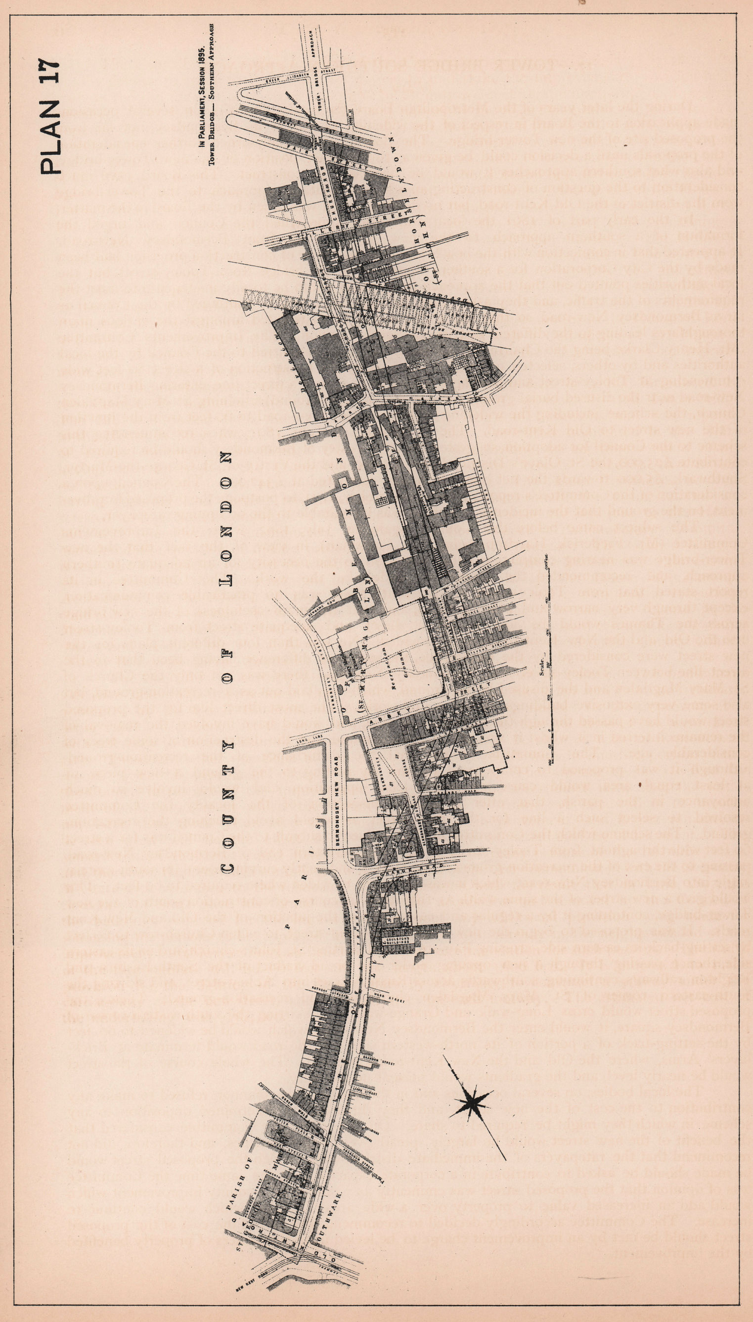 1895 Tower Bridge Road southern approach development. Bermondsey 1898 old map