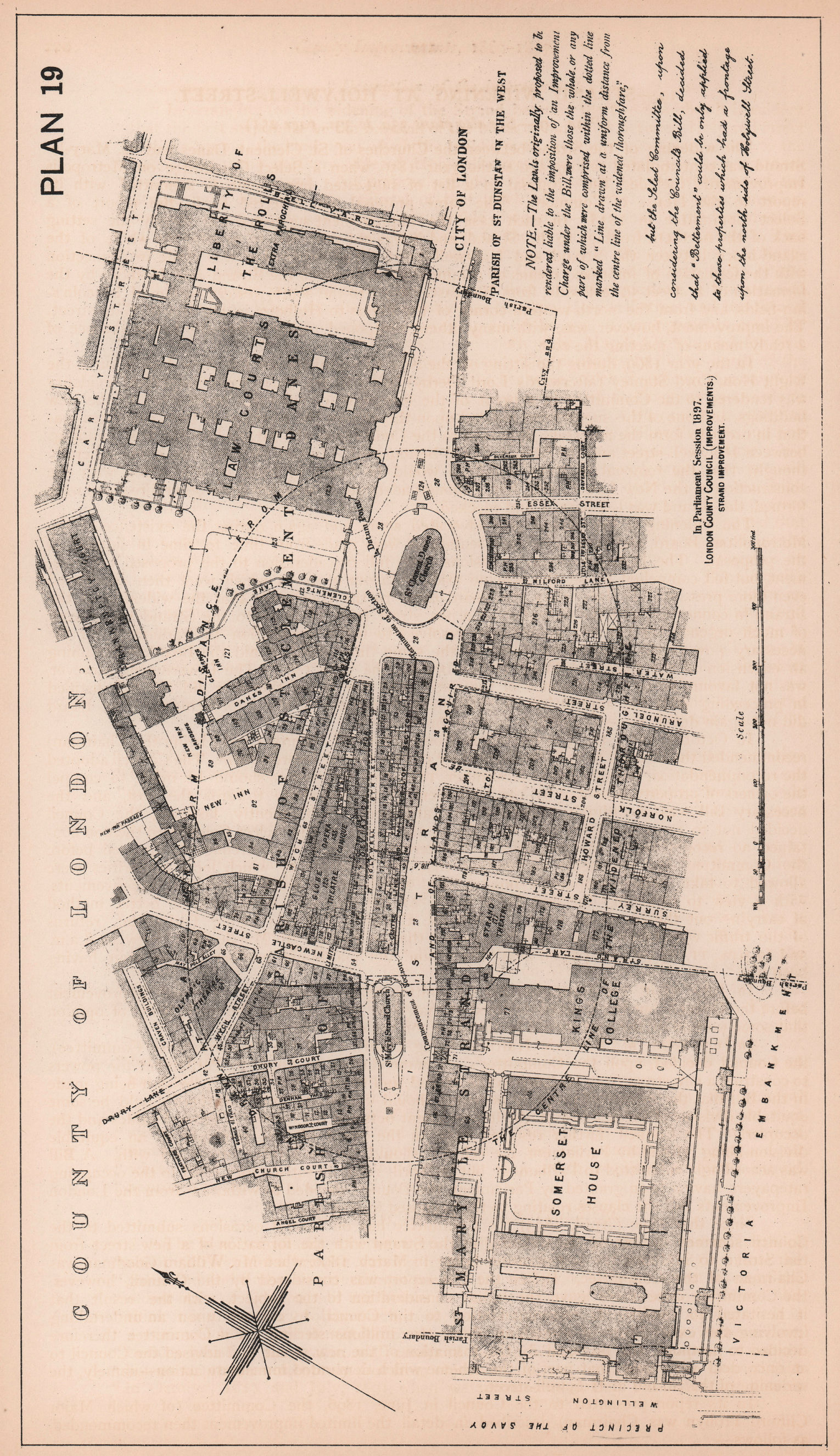 Associate Product 1897 Strand pre-Aldwych development. Holywell & Wych Street. Old London 1898 map