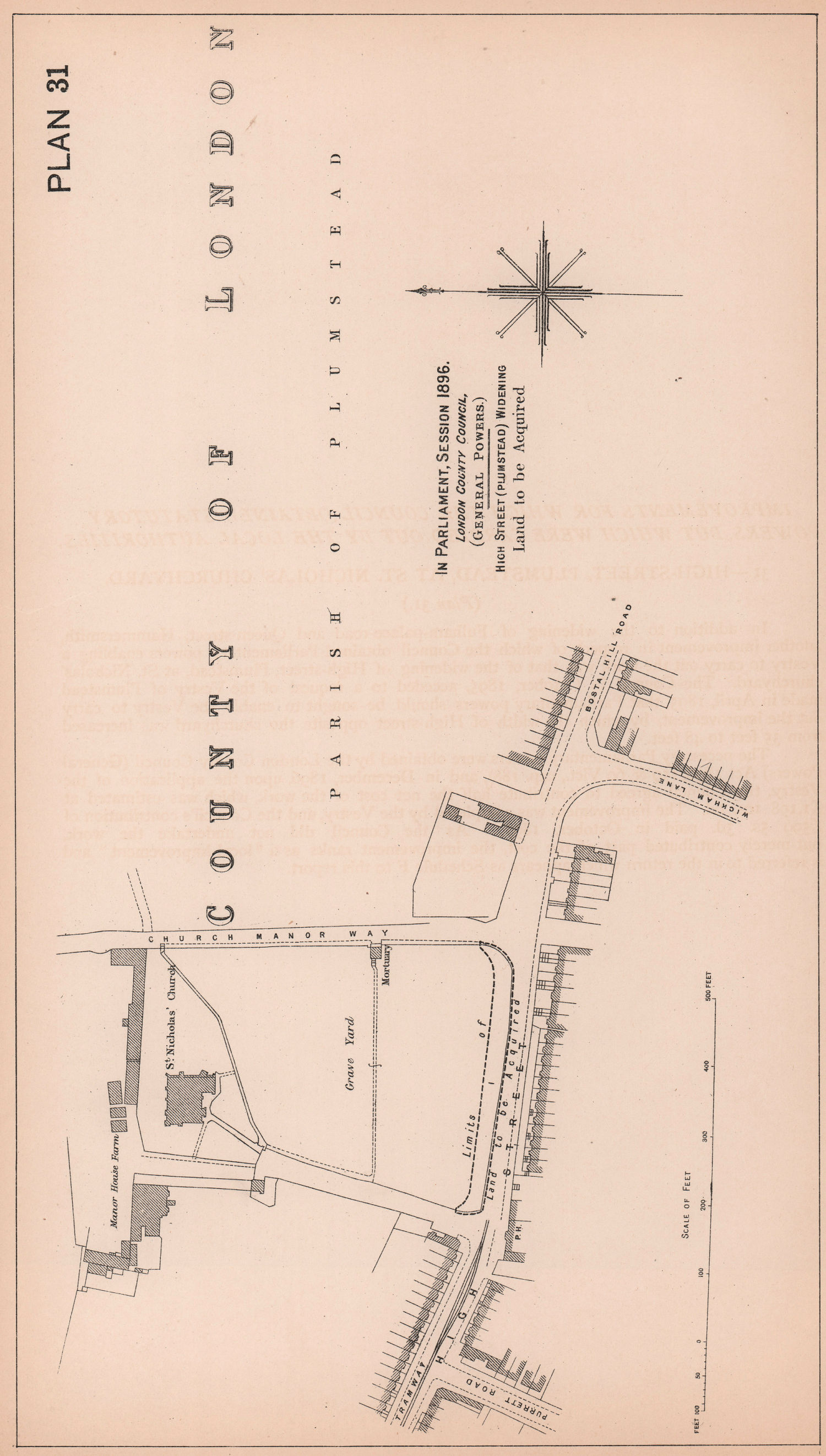 Associate Product 1891 Plumstead High Street widening. Bostall Hill. St Nicholas Gardens 1898 map