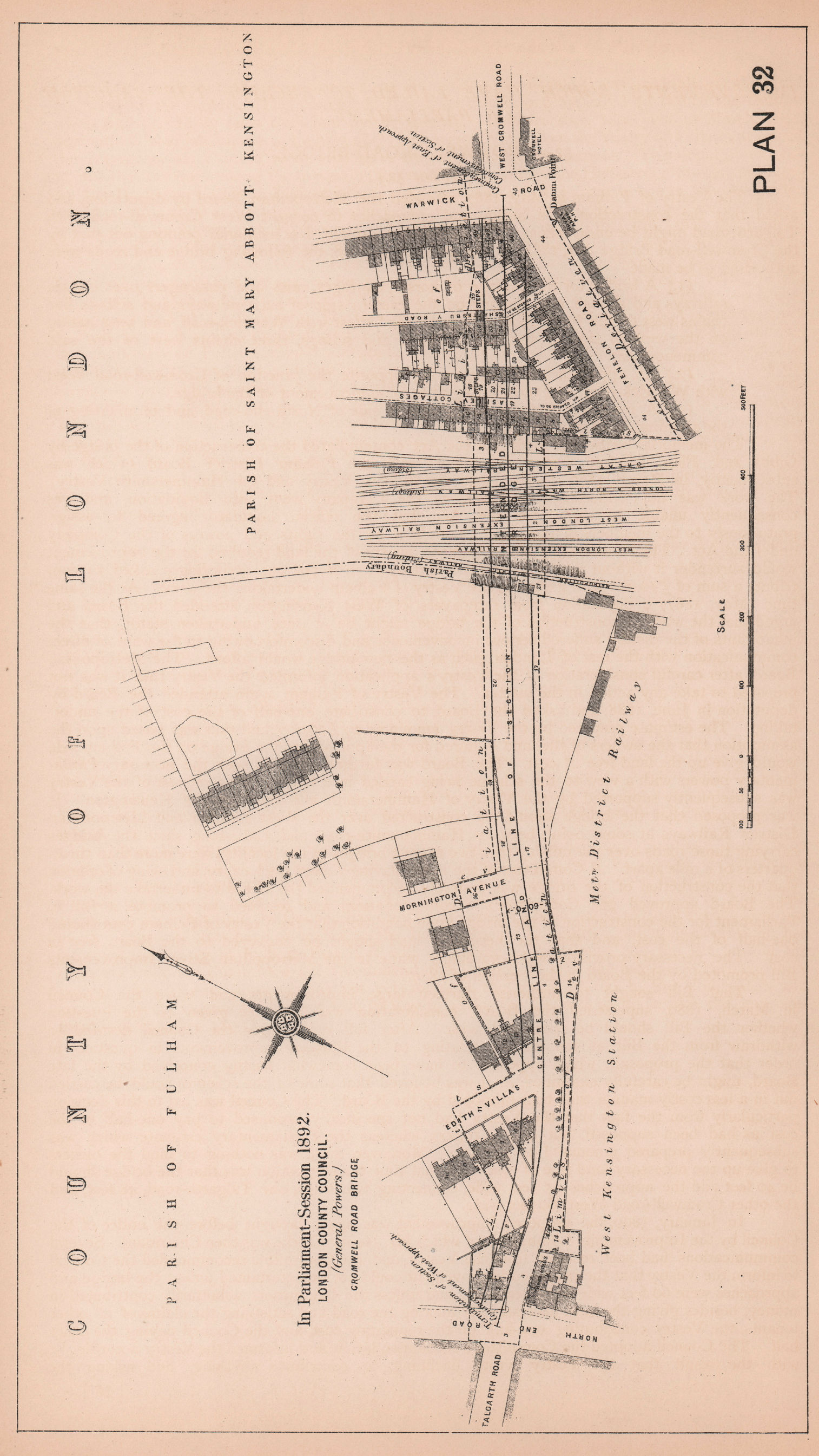 Associate Product 1892 West Cromwell Road Bridge development. West Kensington Talgarth Rd 1898 map