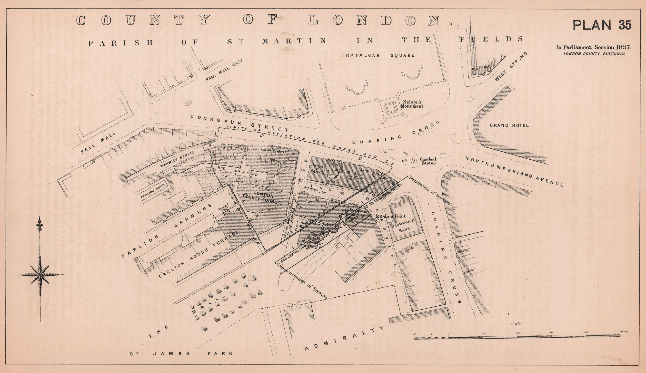 Associate Product 1897 The Mall extension to Trafalgar Square. Admiralty Arch 1898 old map