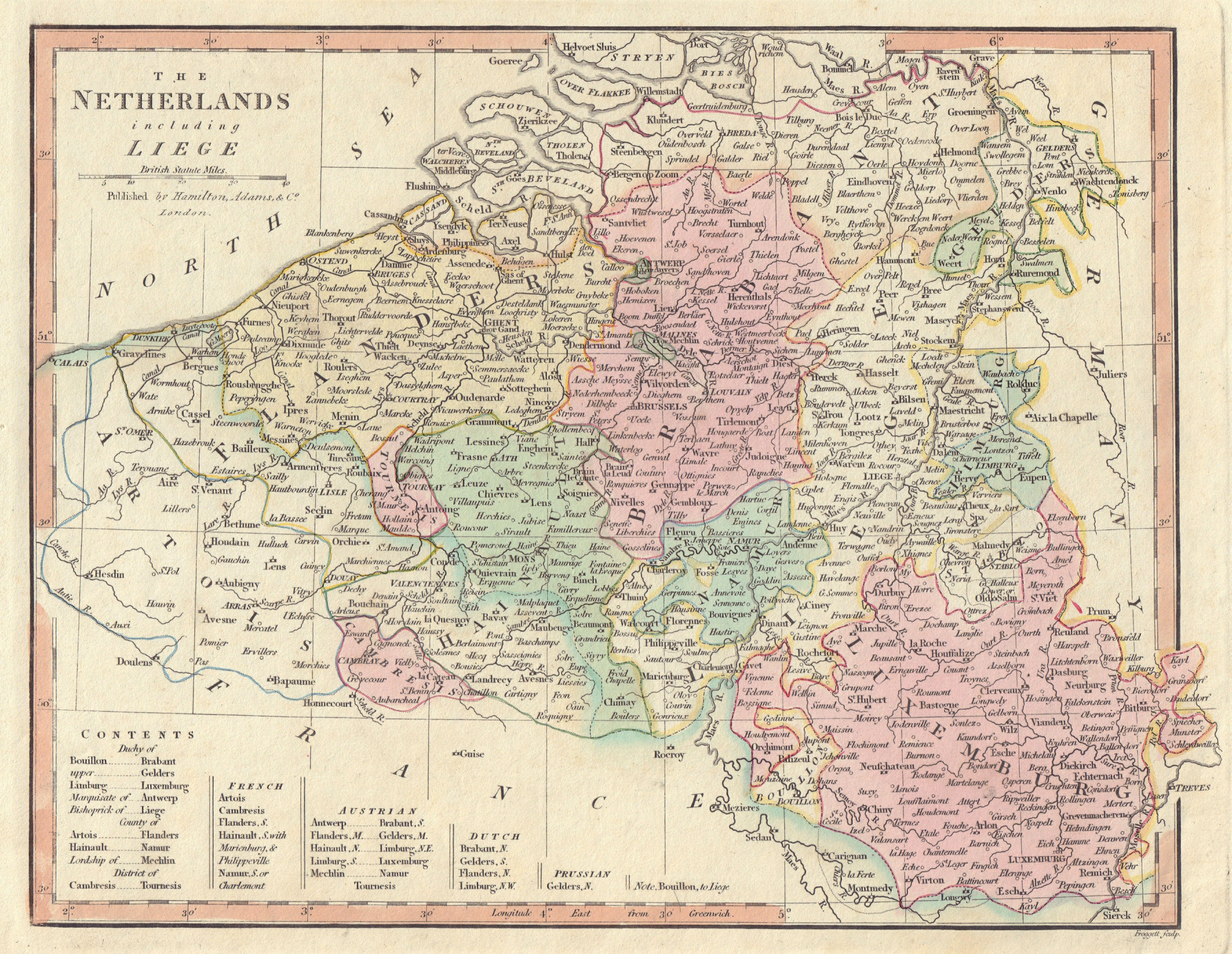1959 Vintage Belgium & Netherlands Map