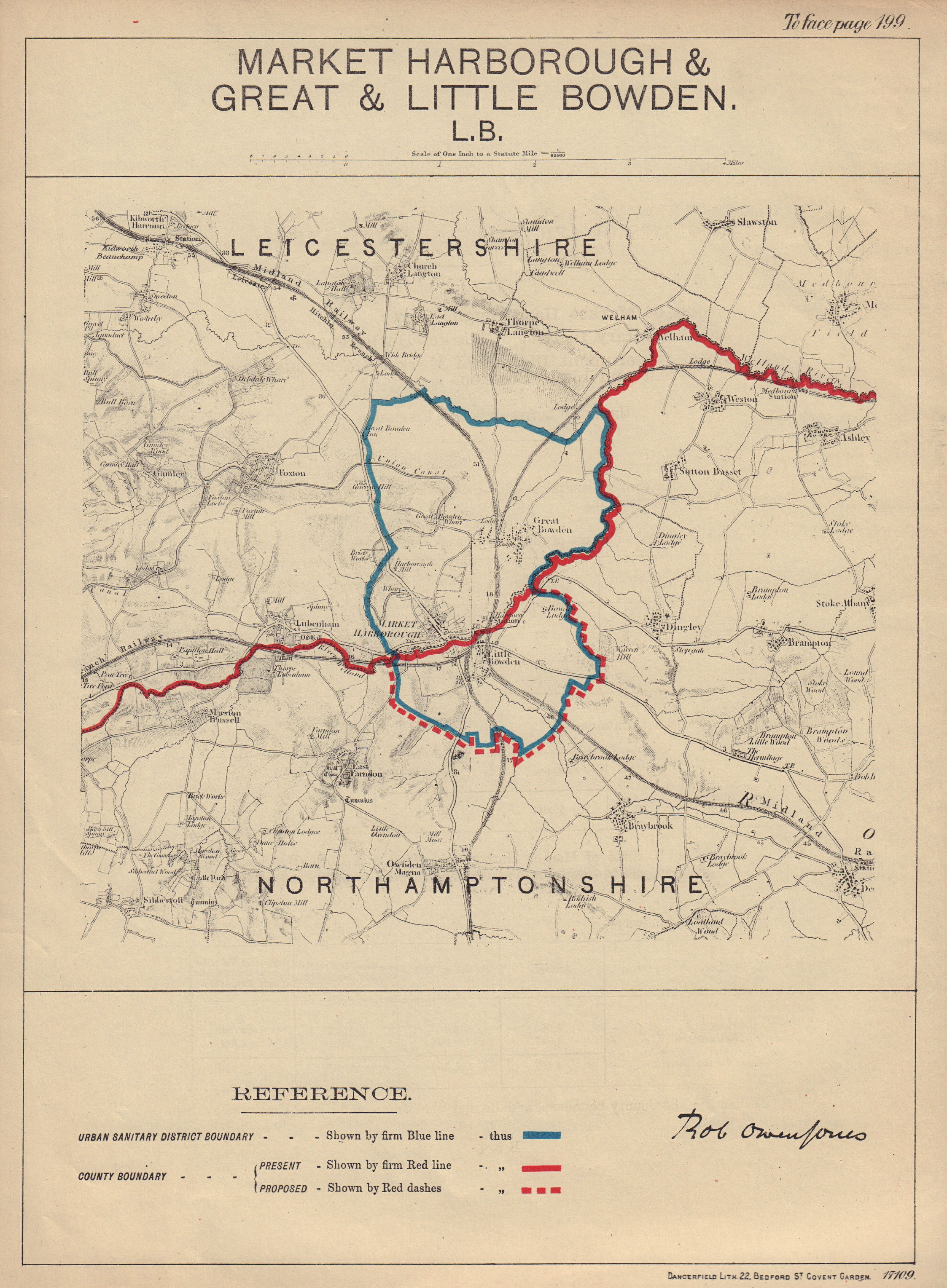 Market Harborough & Bowden, Leicestershire. JONES. BOUNDARY COMMISSION 1888 map