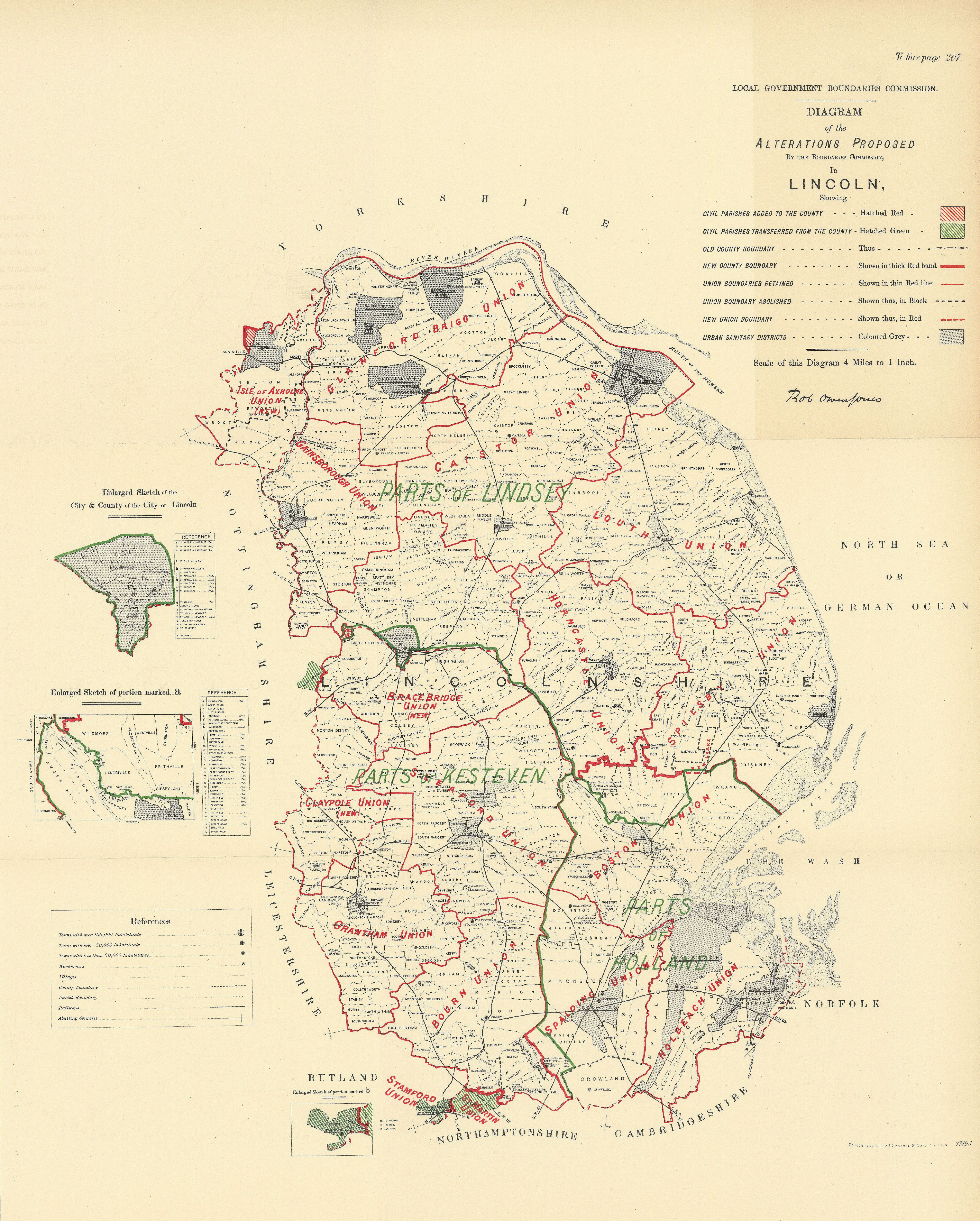 Alterations Proposed in Lincolnshire. JONES. BOUNDARY COMMISSION 1888 old map