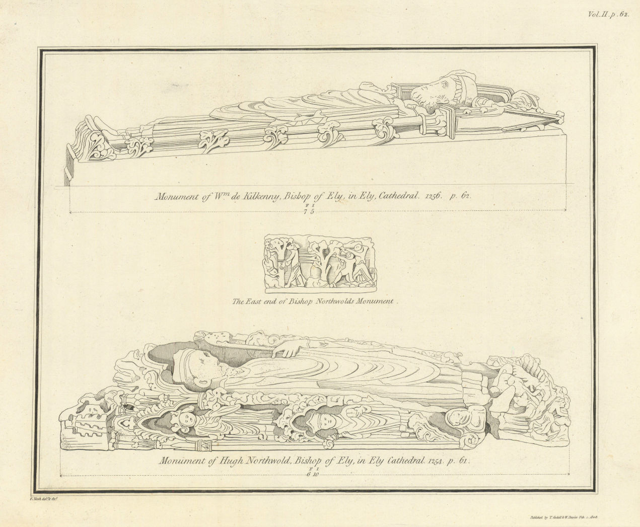 Monuments of Bishop Kilkenny, and Bishop Northwold, in Ely Cathedral. NASH 1810