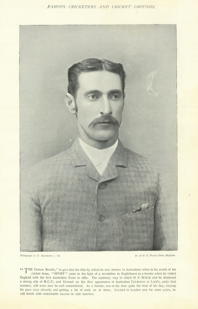 Frederick Spofforth. "The Demon Bowler". Australia cricketer 1895 old print