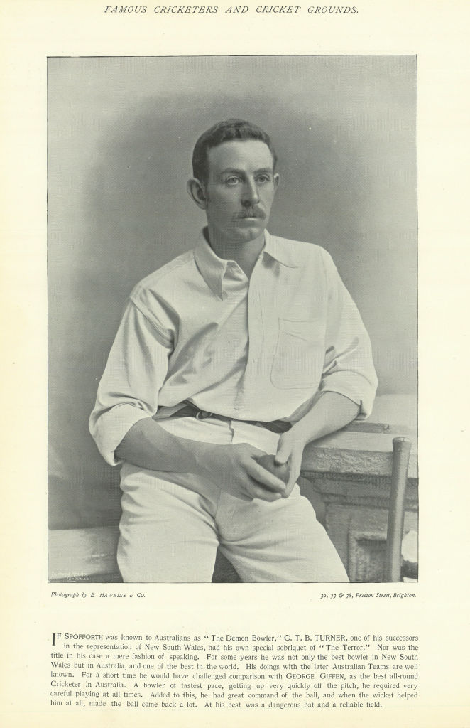 Charles Thomas Biass Turner. The Terror. Australia cricketer 1895 old print