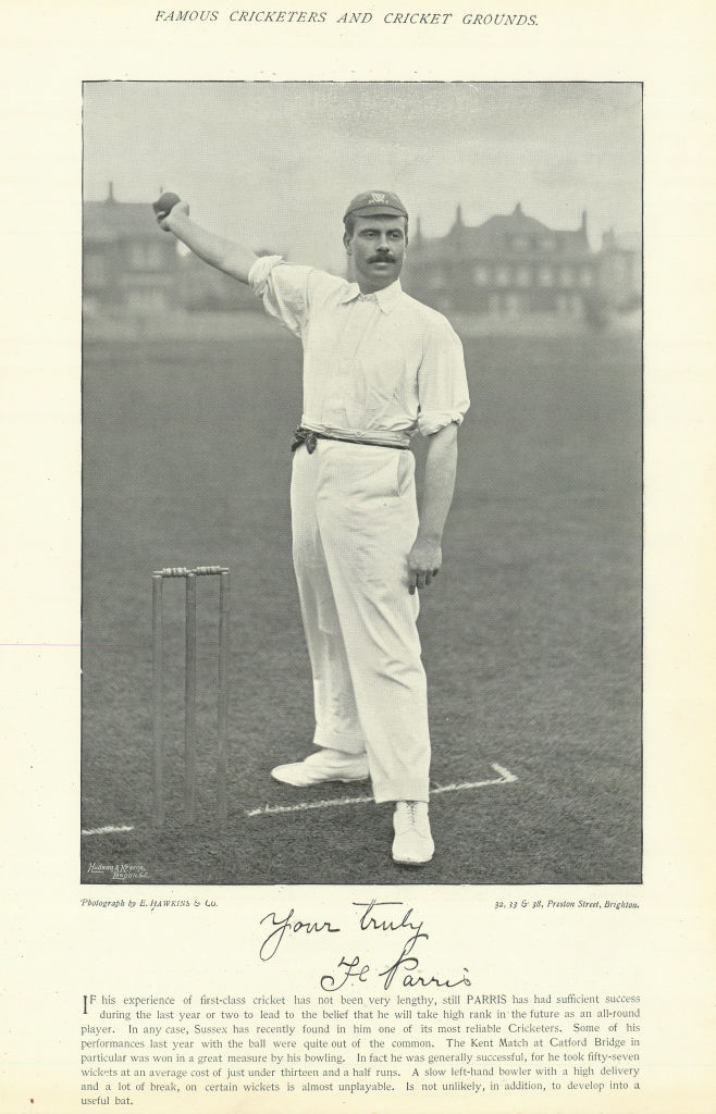 Associate Product Frederick Parris. All-rounder. Sussex cricketer 1895 old antique print picture