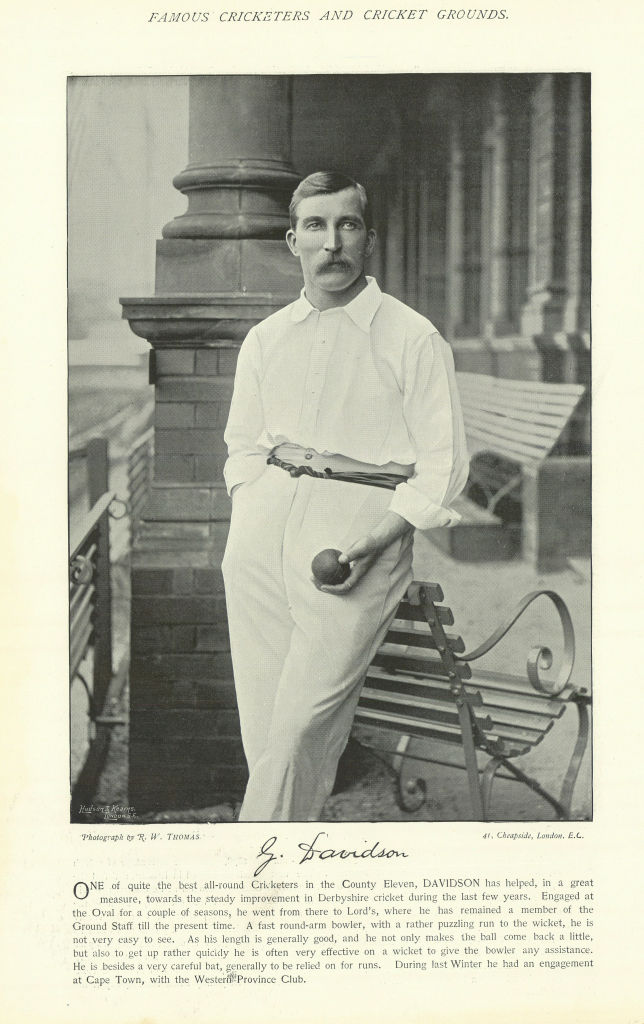 George Arthur Davidson Davidson. All-rounder. Derbyshire cricketer 1895 print