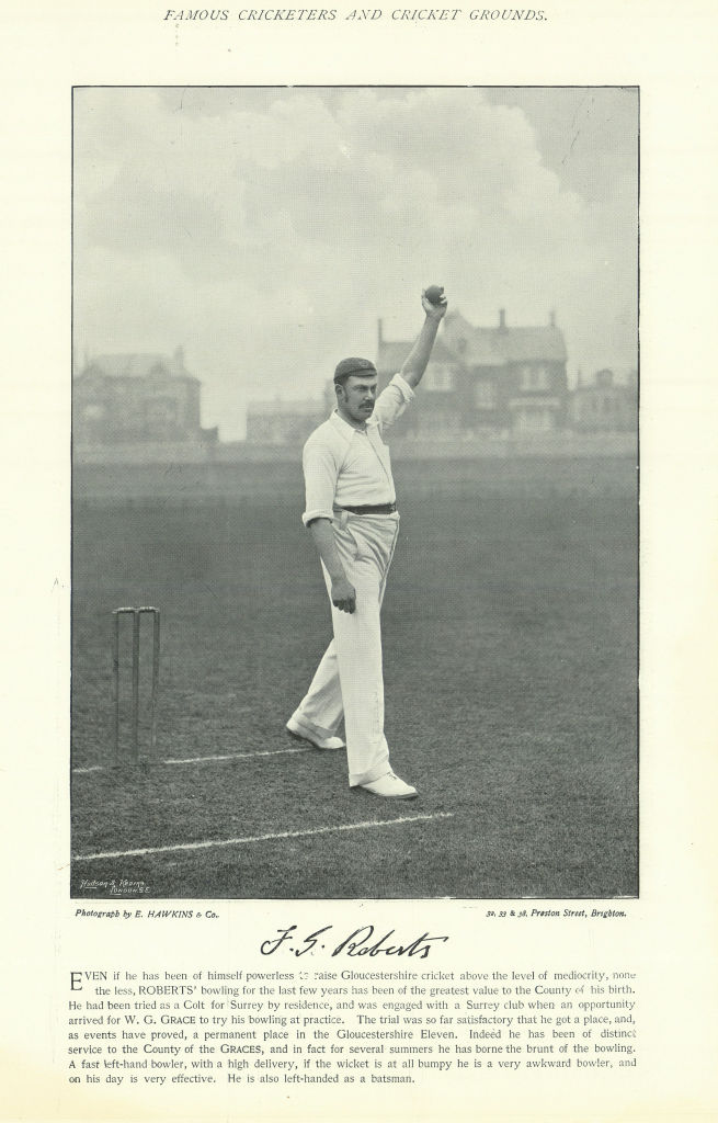 Frederick Roberts. Left-arm bowler & Umpire. Gloucestershire cricketer 1895
