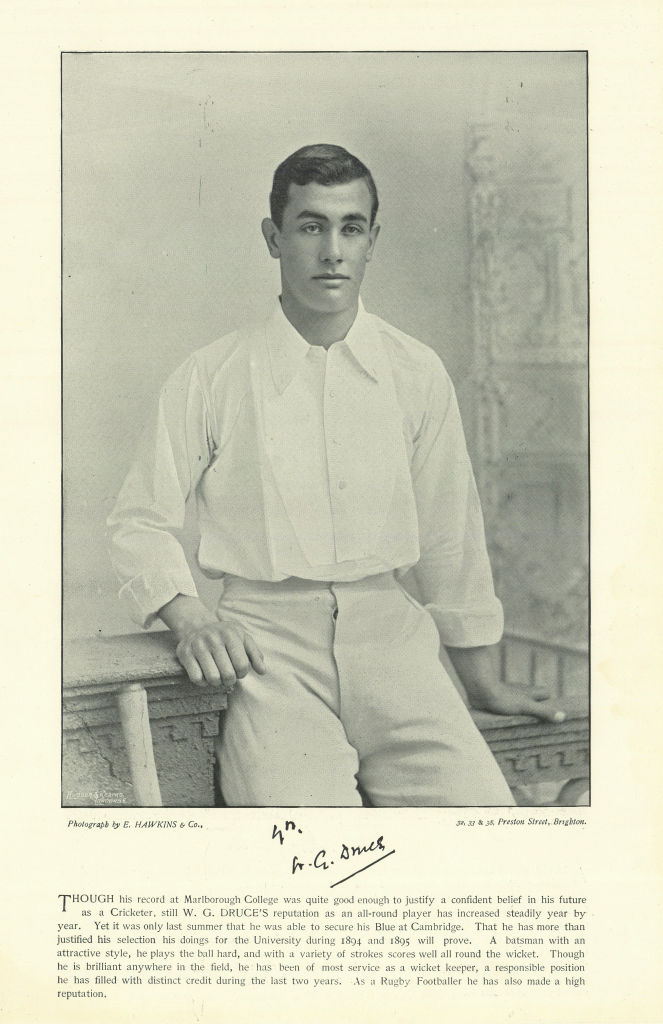 Associate Product Walter George Druce. All-rounder. Cambridge cricketer 1895 old antique print
