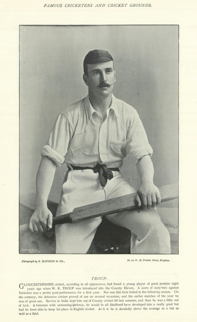Associate Product Walter Troup. Batsman. Gloucestershire cricketer 1895 old antique print