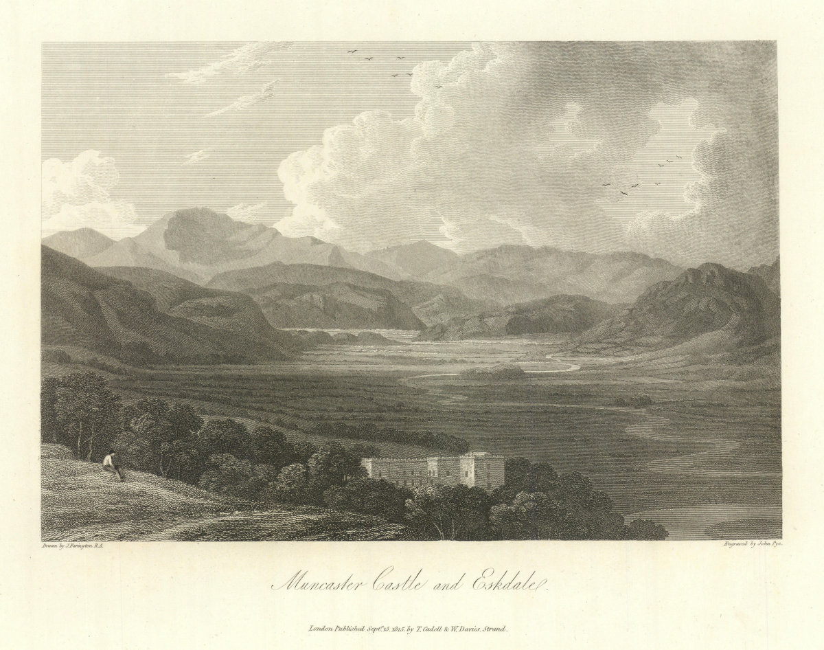 Muncaster Castle & Eskdale by J. Farington. English Lake District. Cumbria 1816