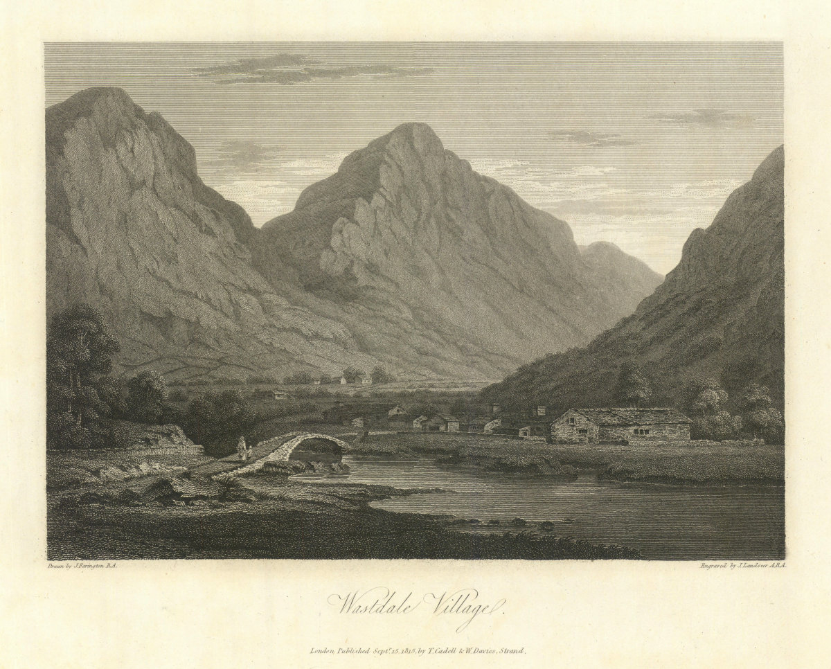 Associate Product Wasdale Head, Great Gable & Packhorse bridge. Lake District. Cumbria 1816