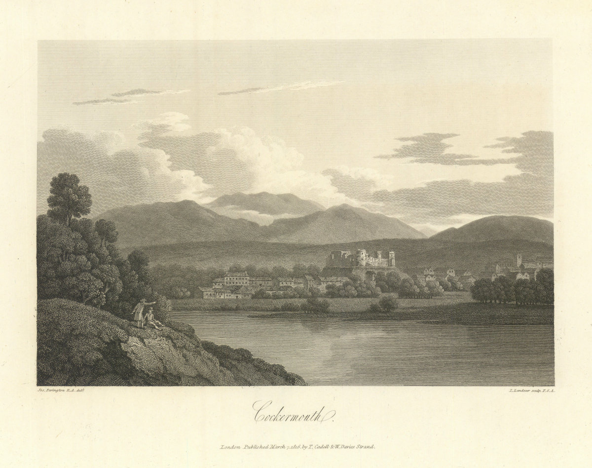 View of Cockermouth by Joseph Farington. English Lake District. Cumbria 1816
