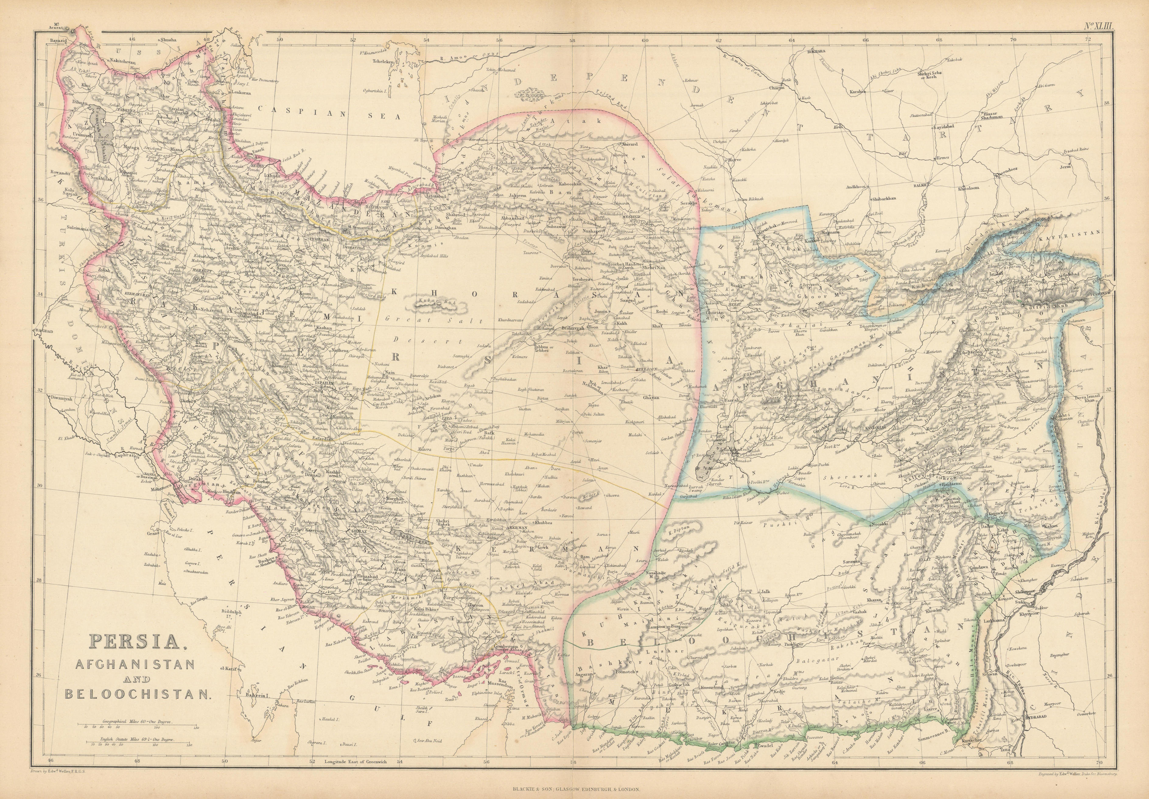 Associate Product Persia, Afghanistan & Beloochistan. Iran Pakistan. SW Asia. WELLER 1859 map