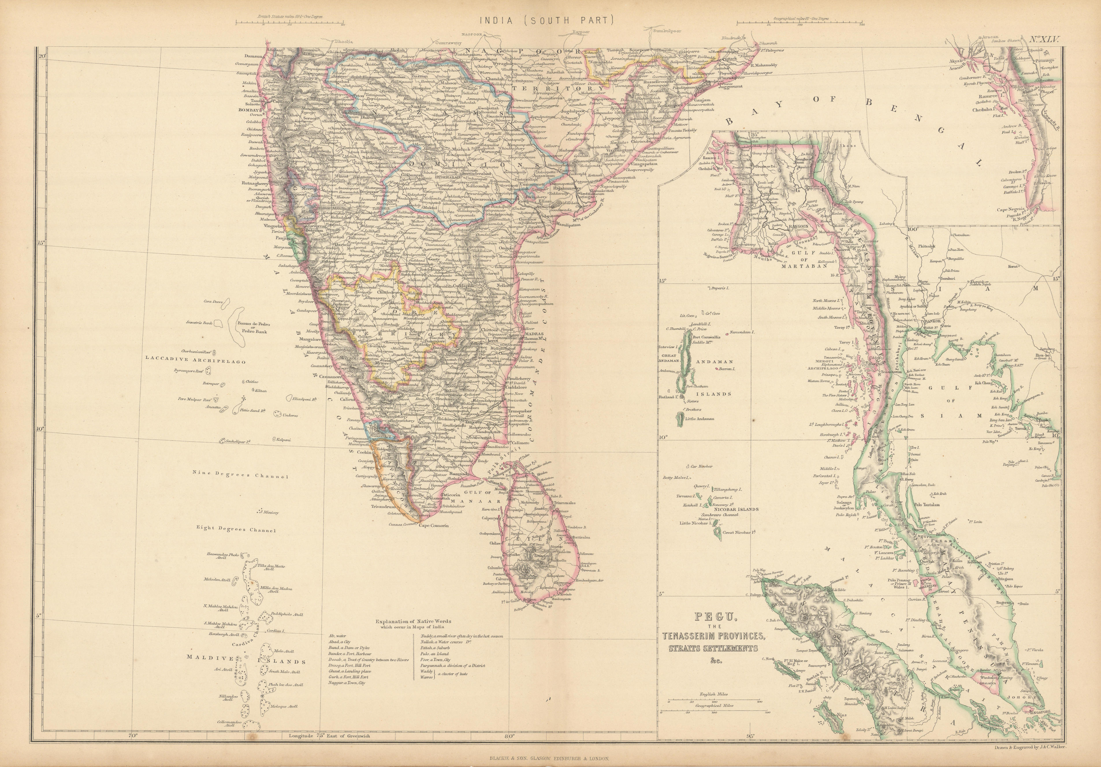 Associate Product Southern India. Pegu Tenasserim Straits Settlements. Singapore. WELLER 1859 map
