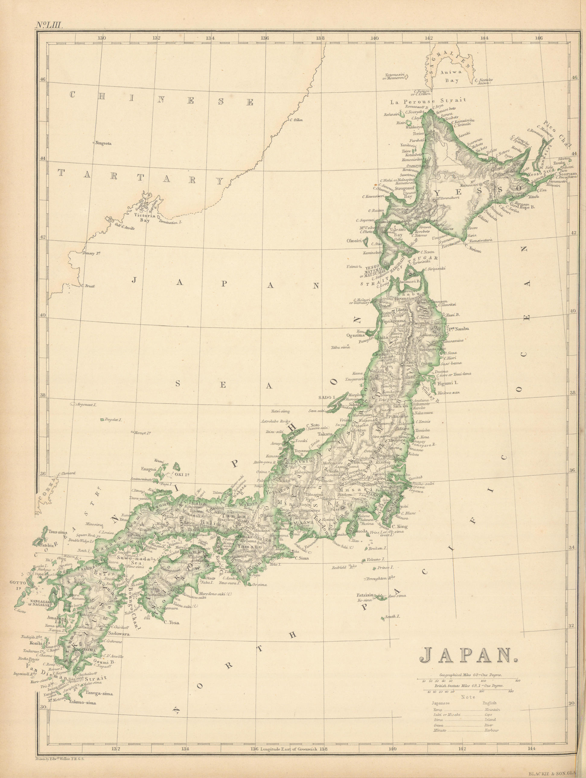 Associate Product Japan by Edward Weller 1859 old antique vintage map plan chart