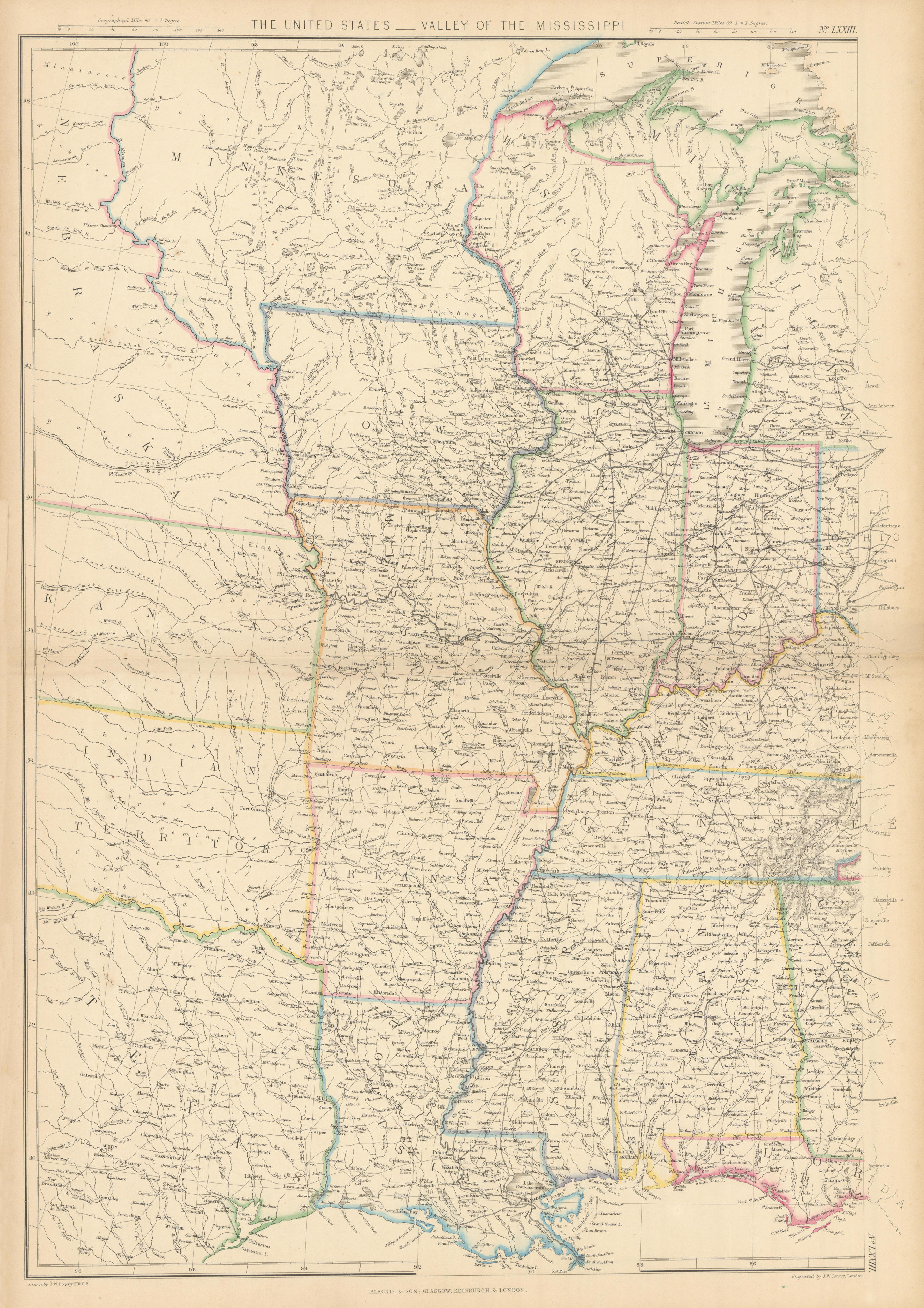 Associate Product United States - Valley of the Mississippi by Joseph Wilson Lowry. USA 1859 map