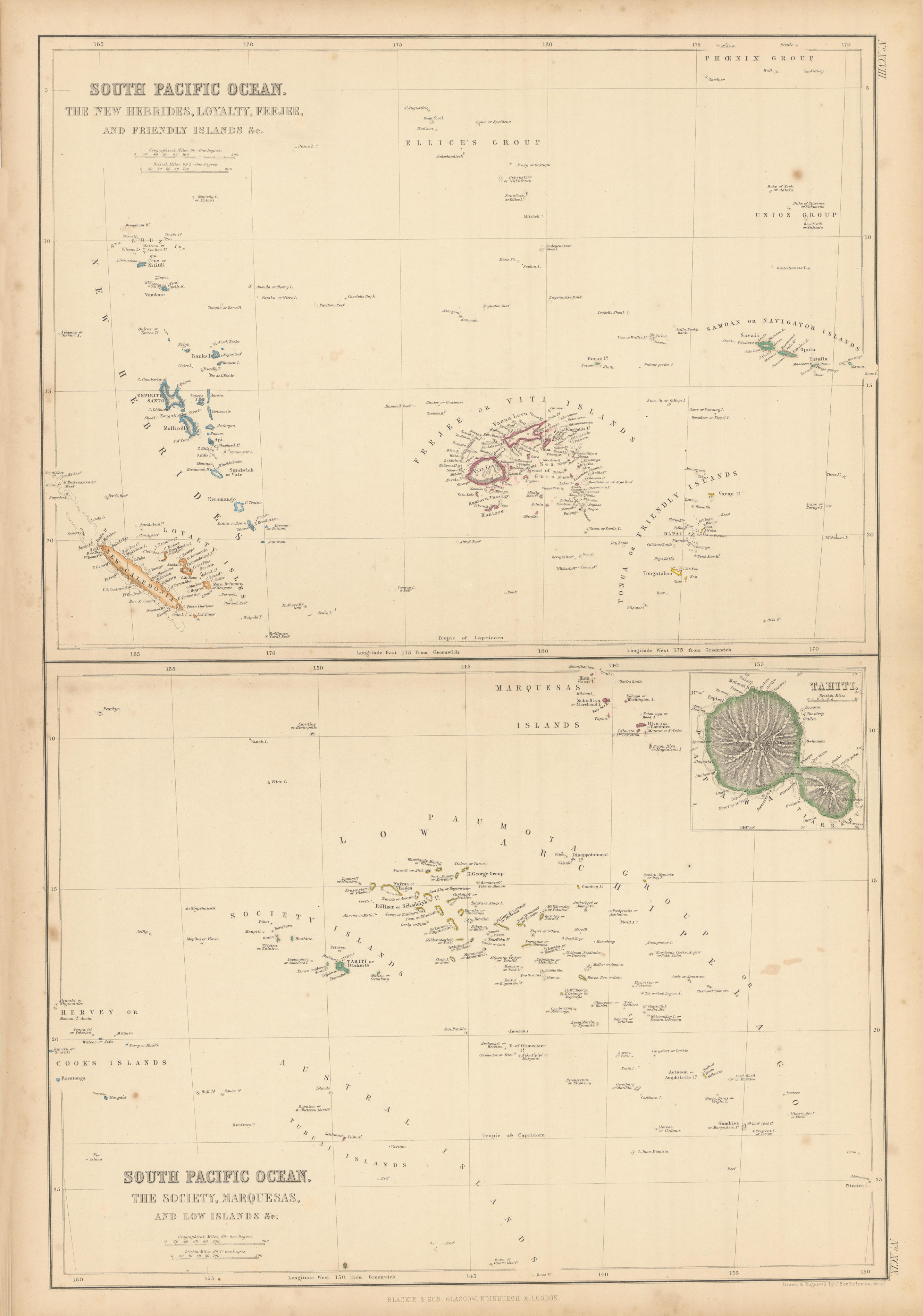 Associate Product South Pacific Islands. New Hebrides Loyalty Fiji Friendly Polynesia 1859 map