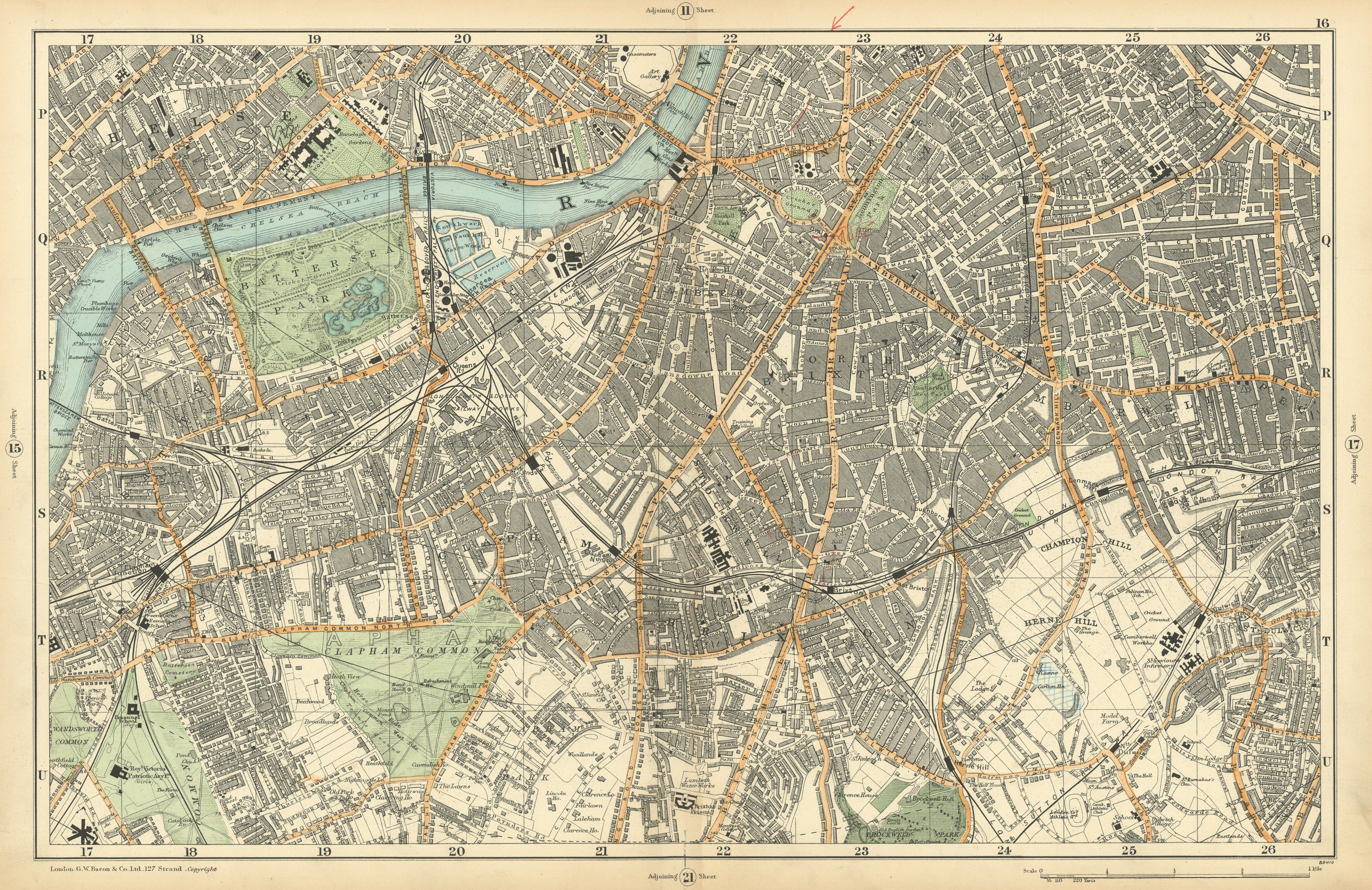 Associate Product S LONDON Clapham Brixton Lambeth Battersea Chelsea Camberwell. BACON  1900 map