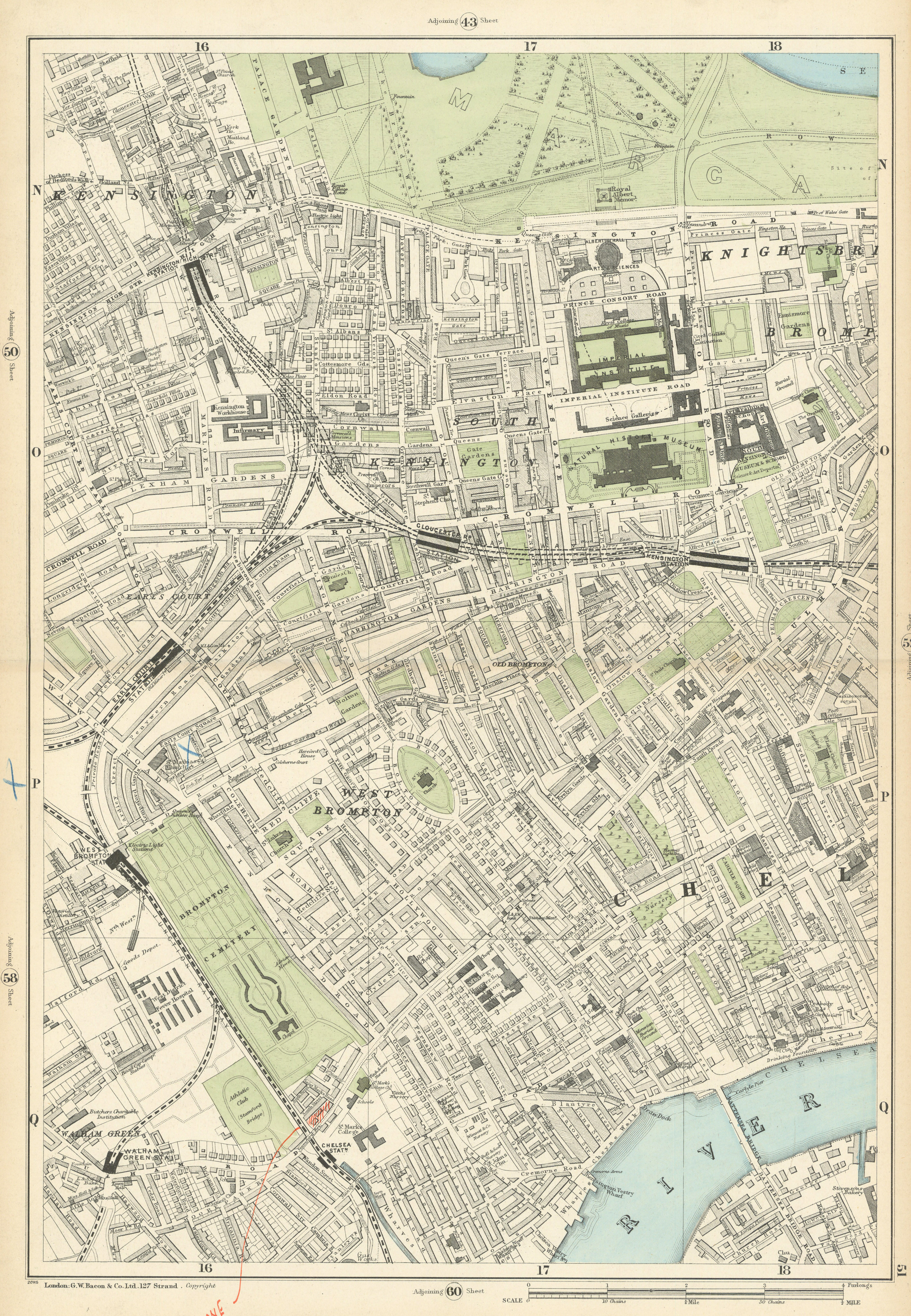 SOUTH KENSINGTON West Brompton Chelsea Earls Court Fulham Broadway 1900 map