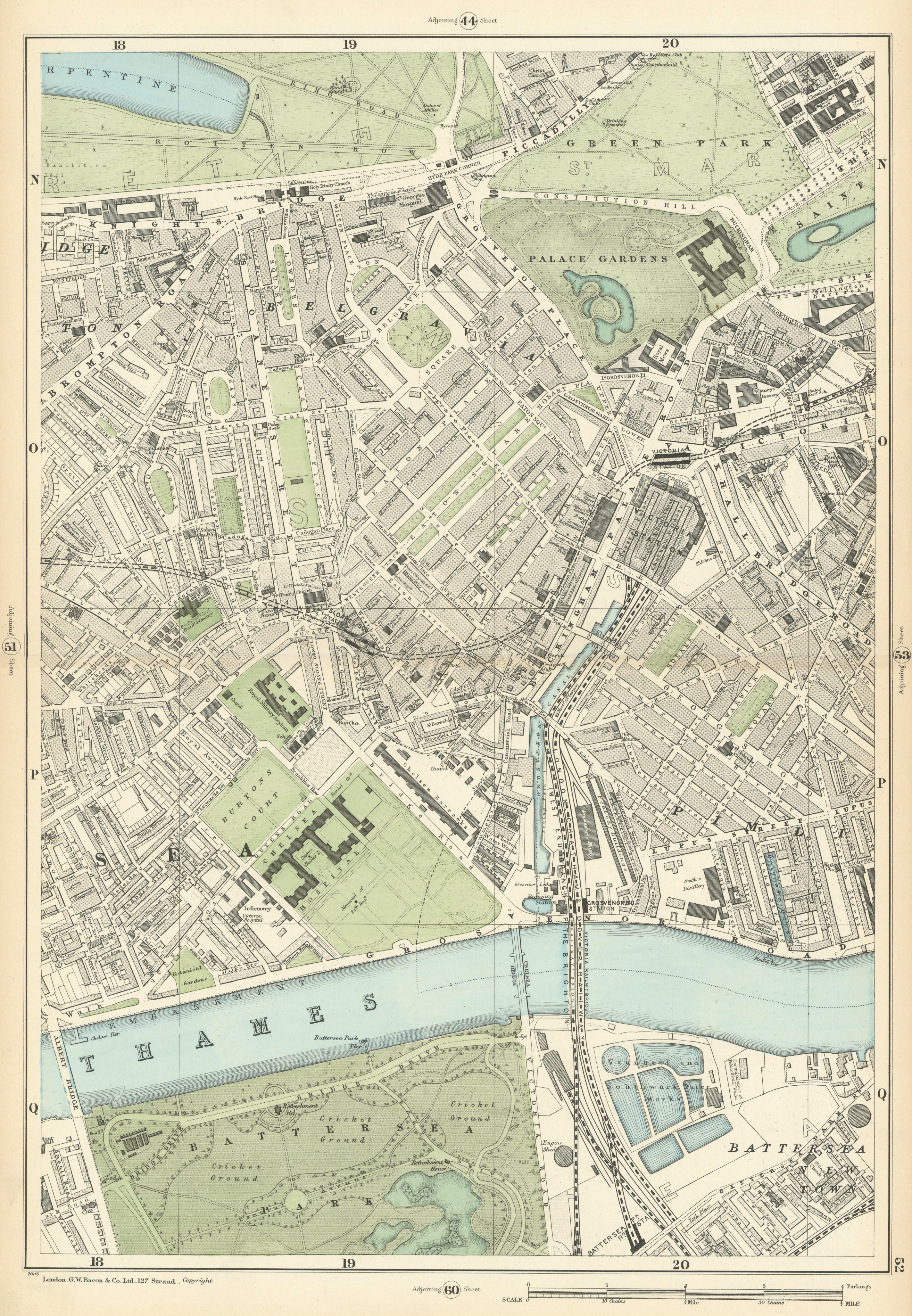 Associate Product BELGRAVIA Chelsea Pimlico Battersea Park Nine Elms Brompton Victoria 1900 map