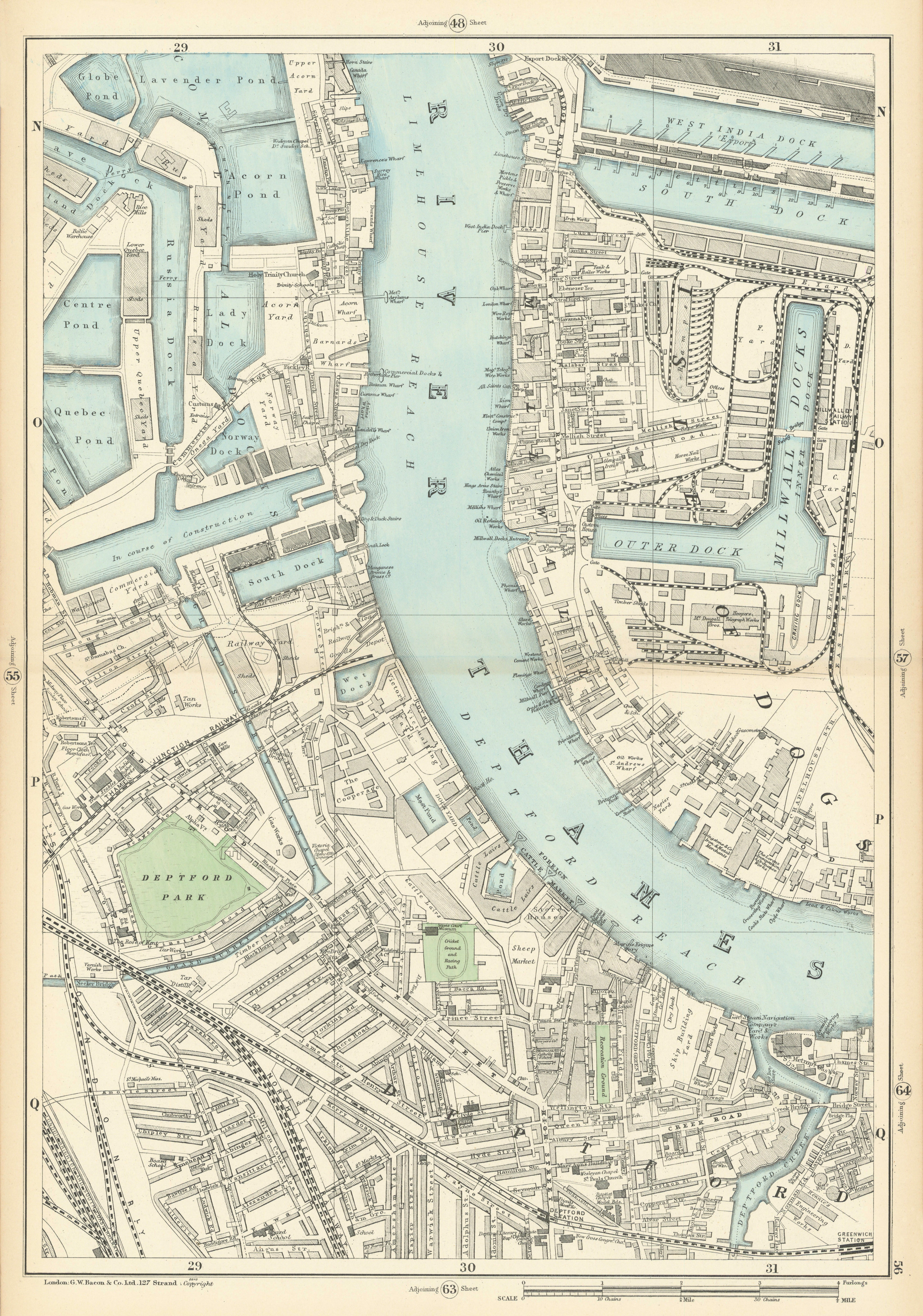 Associate Product MILLWALL DEPTFORD Surrey & West India Docks Isle of Dogs Canary Wharf 1900 map