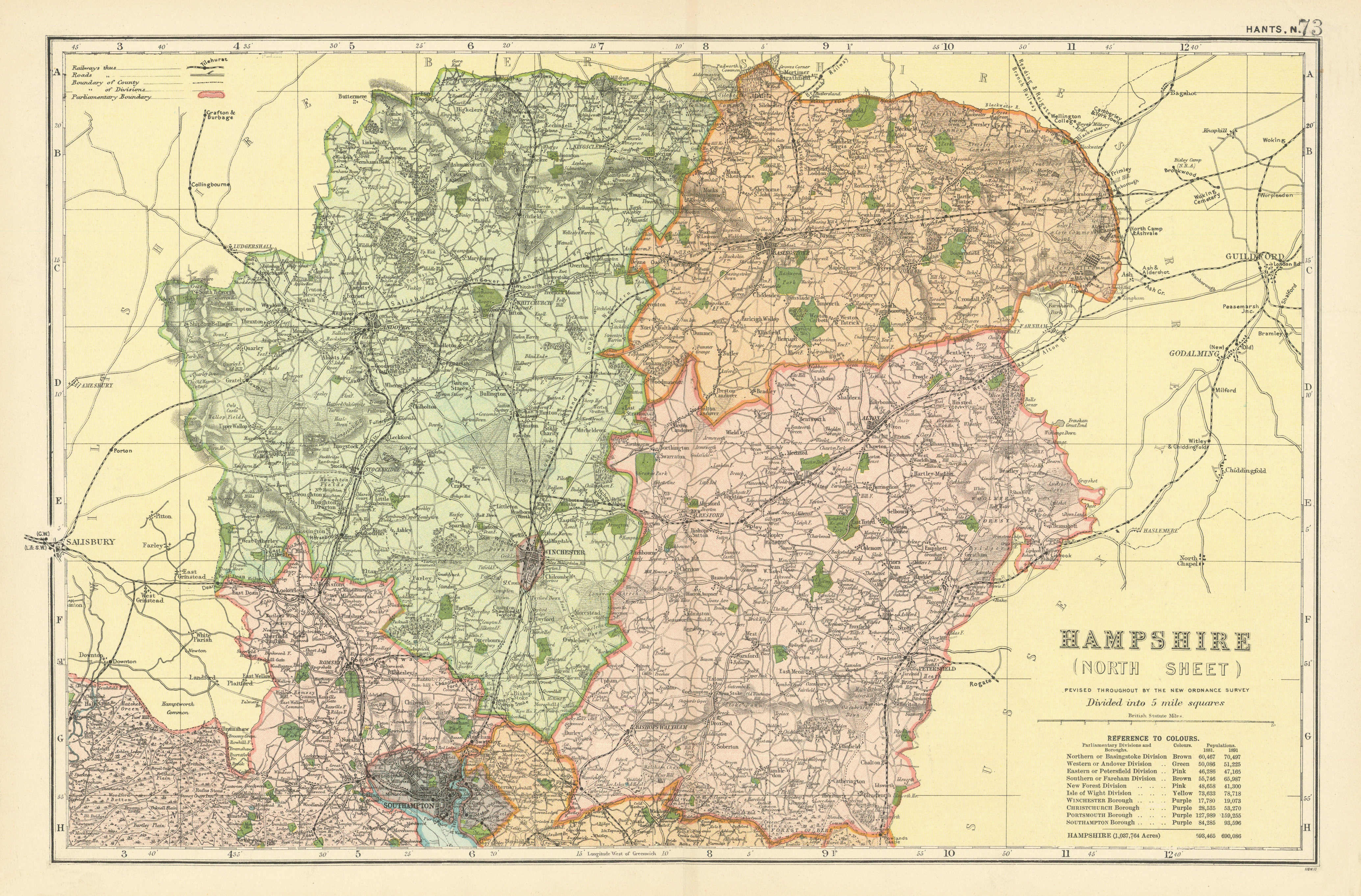 Associate Product HAMPSHIRE NORTH Parliamentary constituencies divisions.Railways.BACON 1900 map